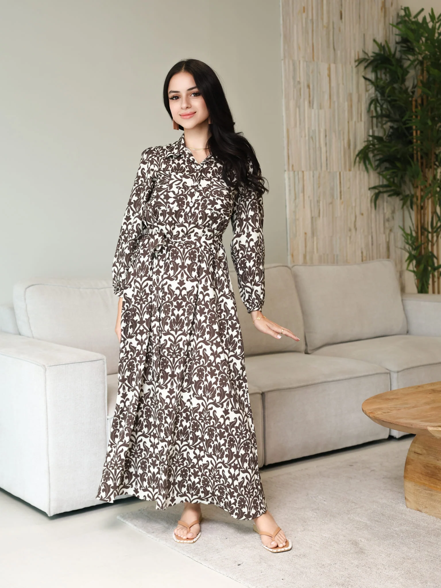 Inkris Brown Long Dress With Pockets - Image 6