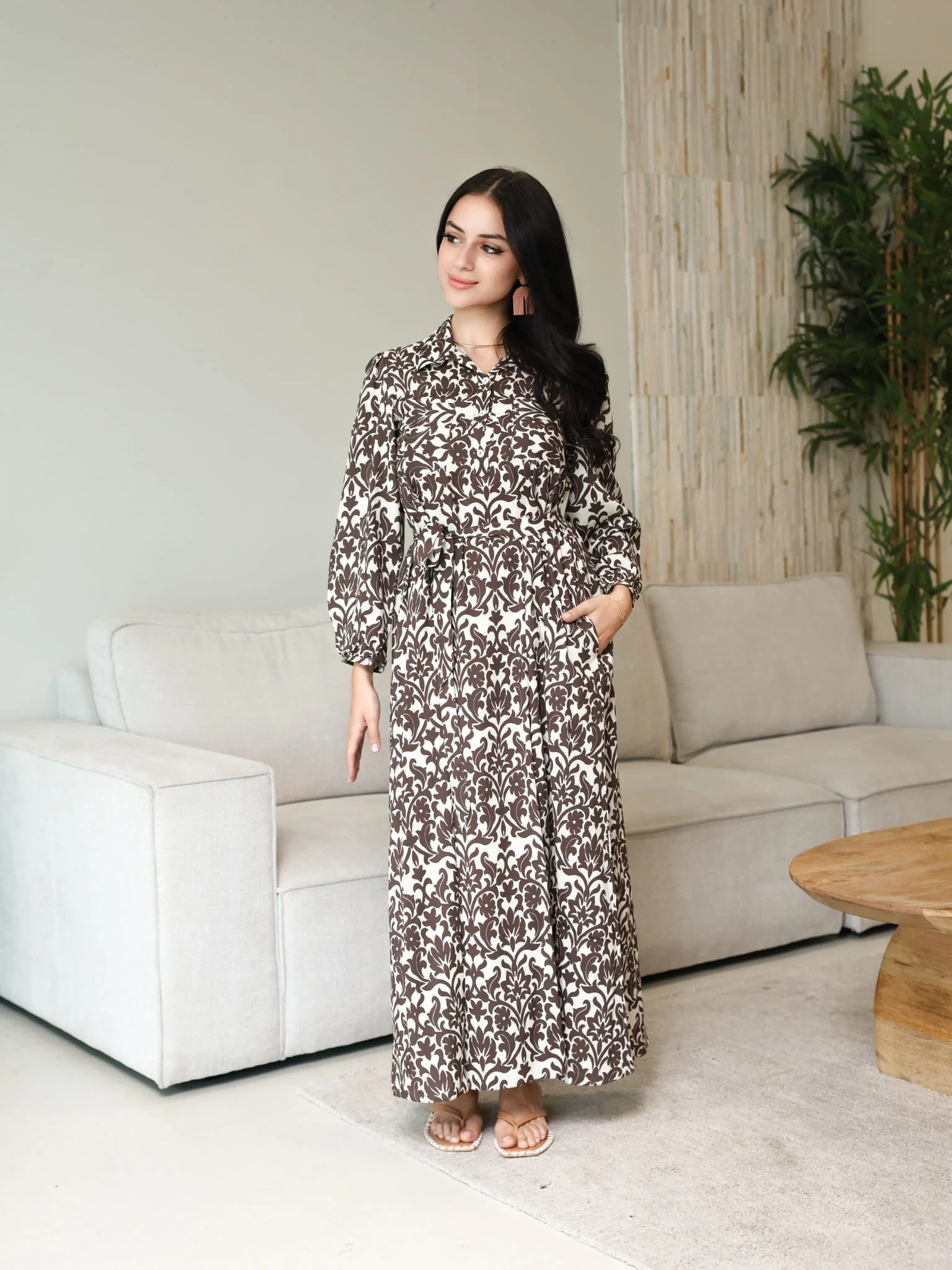 Inkris Brown Long Dress With Pockets - Image 7