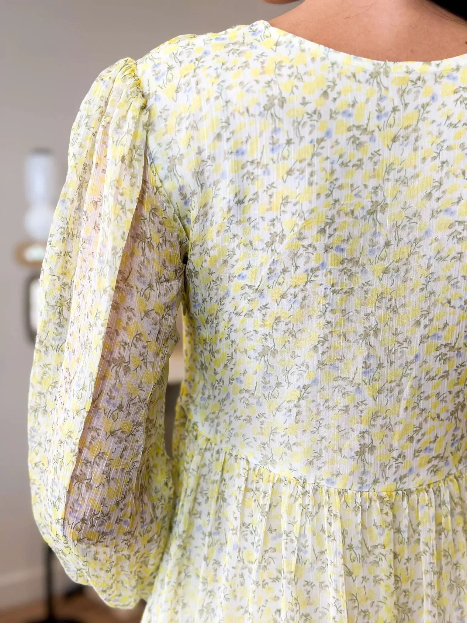 Isla Yellow Floral Lace Long Dress - Image 3