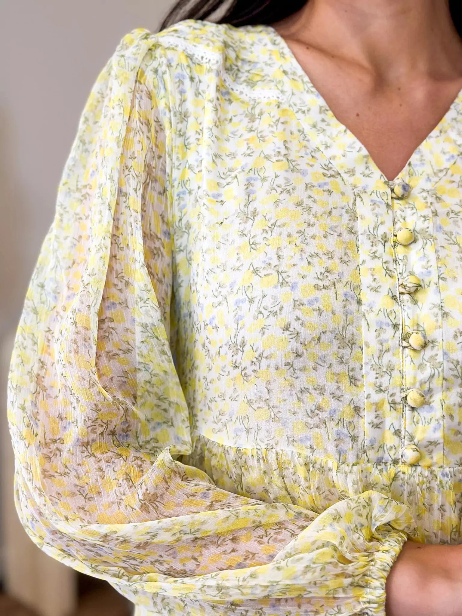Isla Yellow Floral Lace Long Dress - Image 5