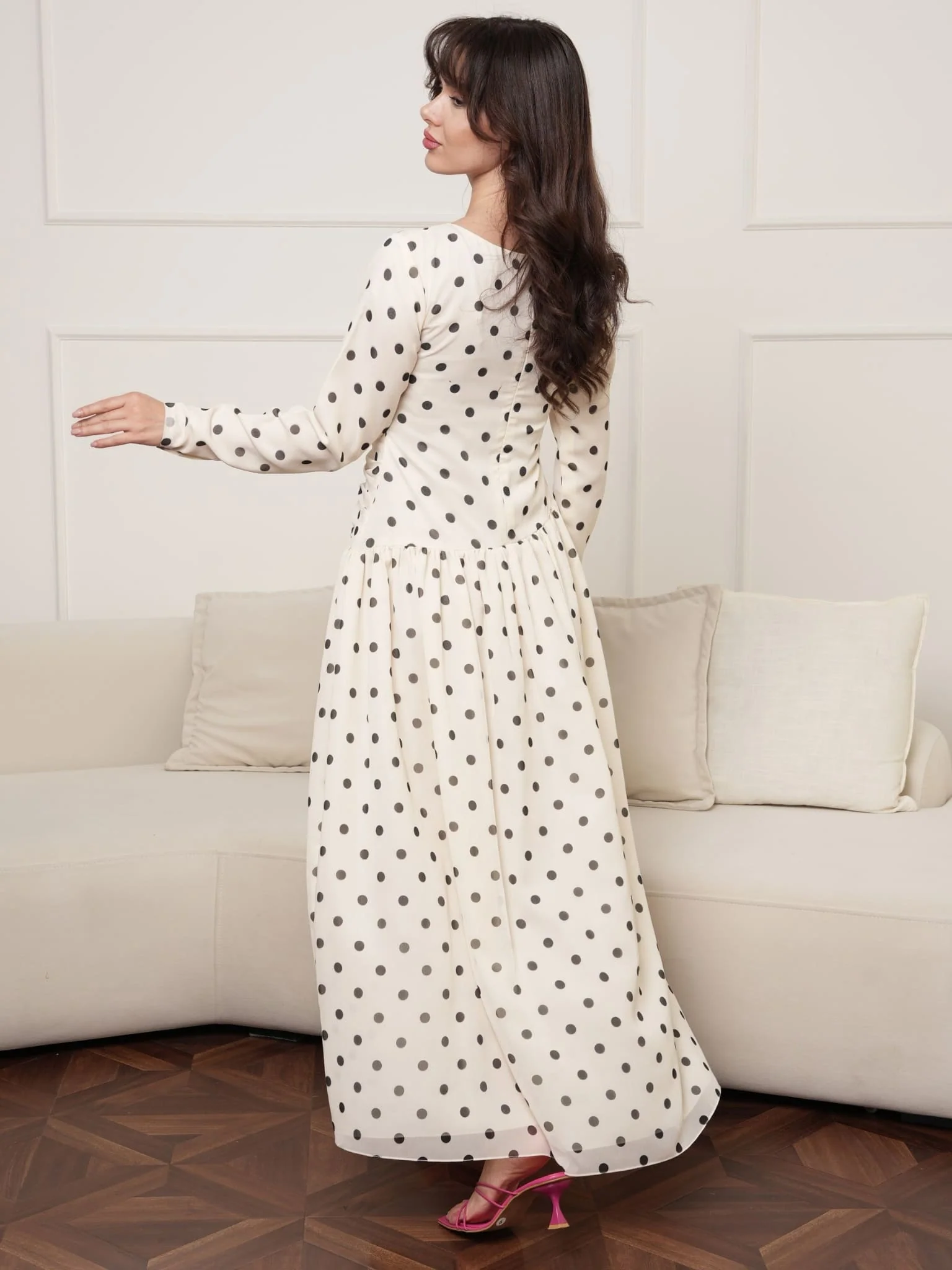 Jenner Black And White Polka Dots Dress - Image 3