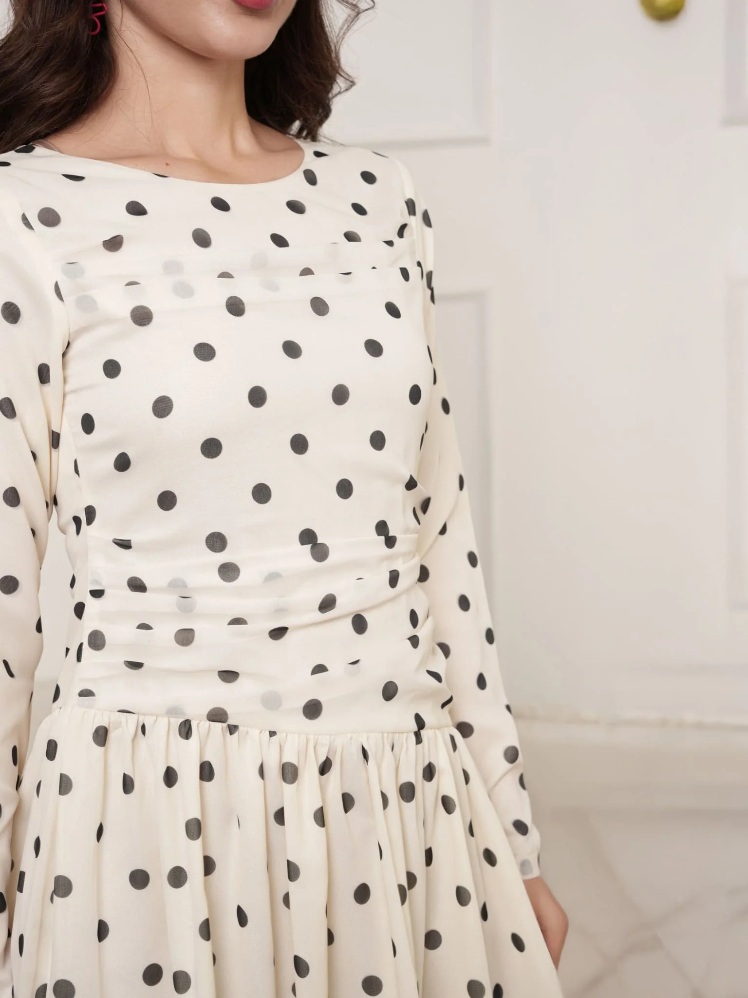 Jenner Black And White Polka Dots Dress - Image 5