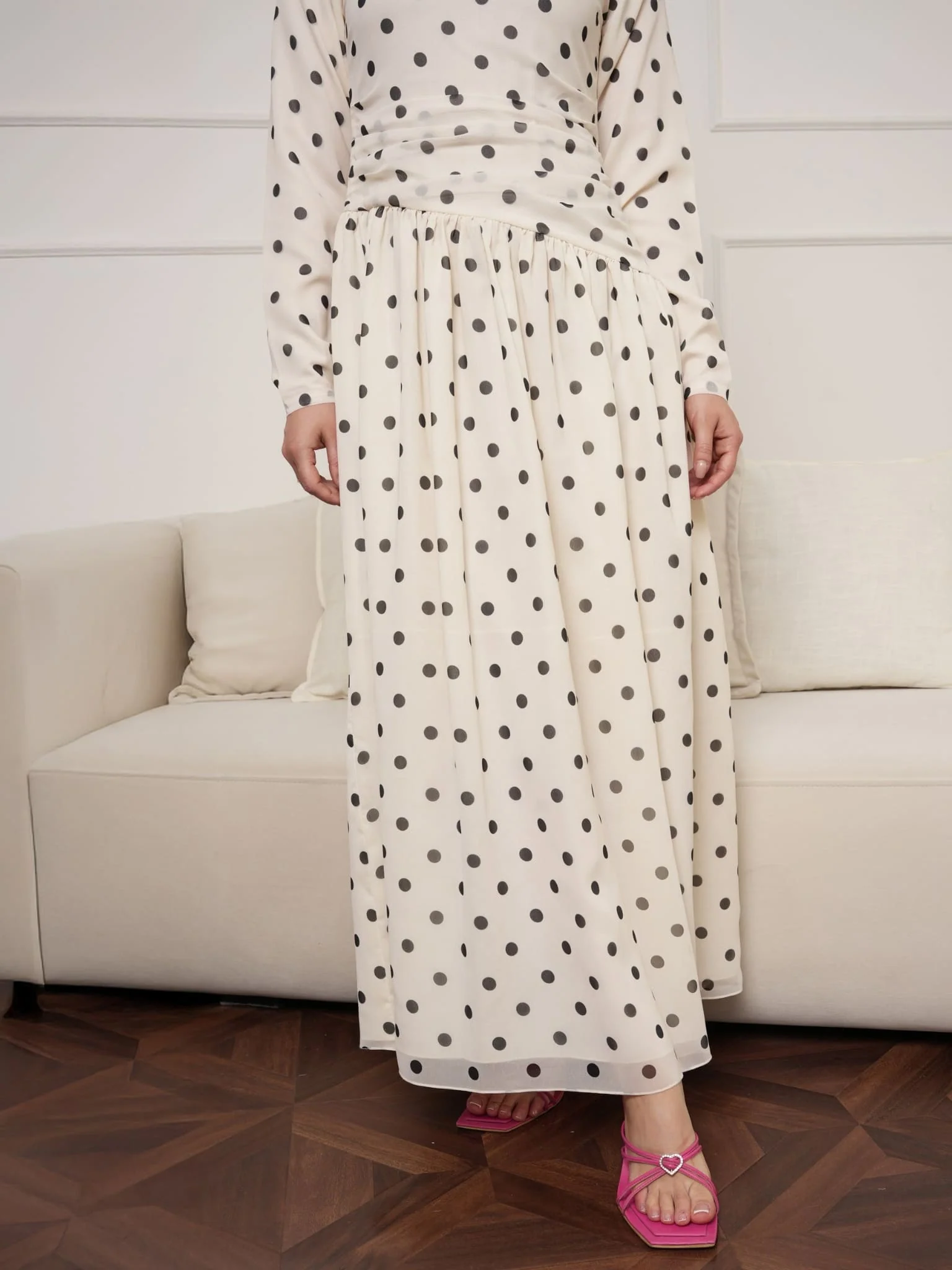 Jenner Black And White Polka Dots Dress - Image 6
