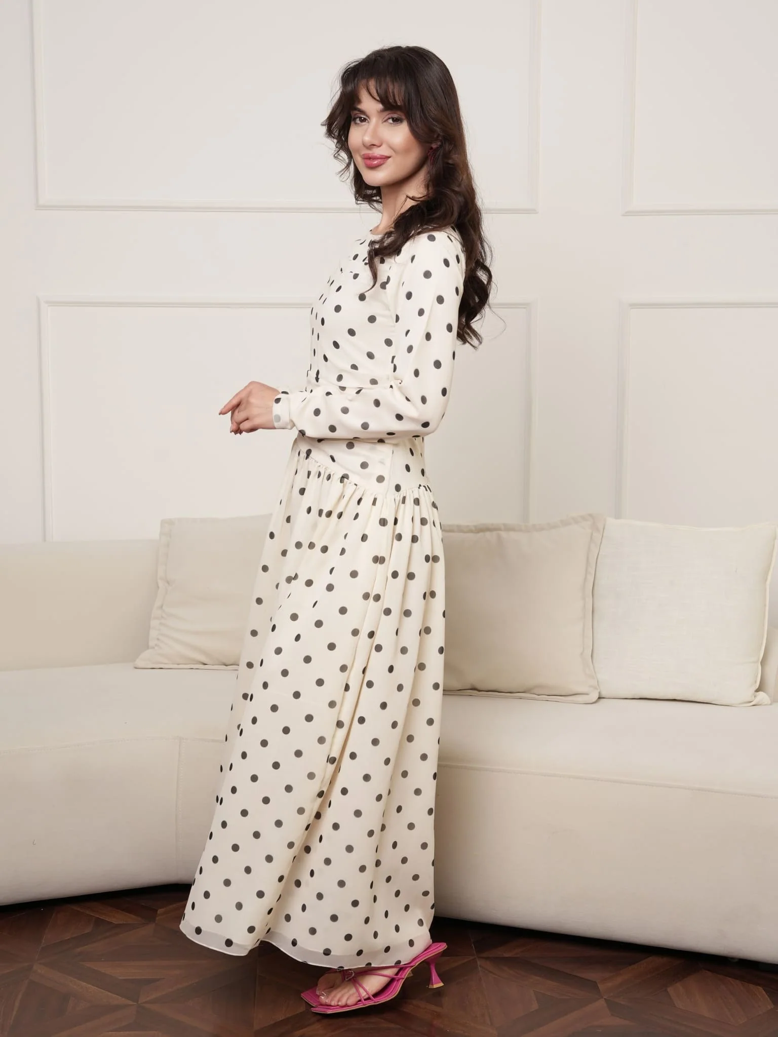 Jenner Black And White Polka Dots Dress - Image 7