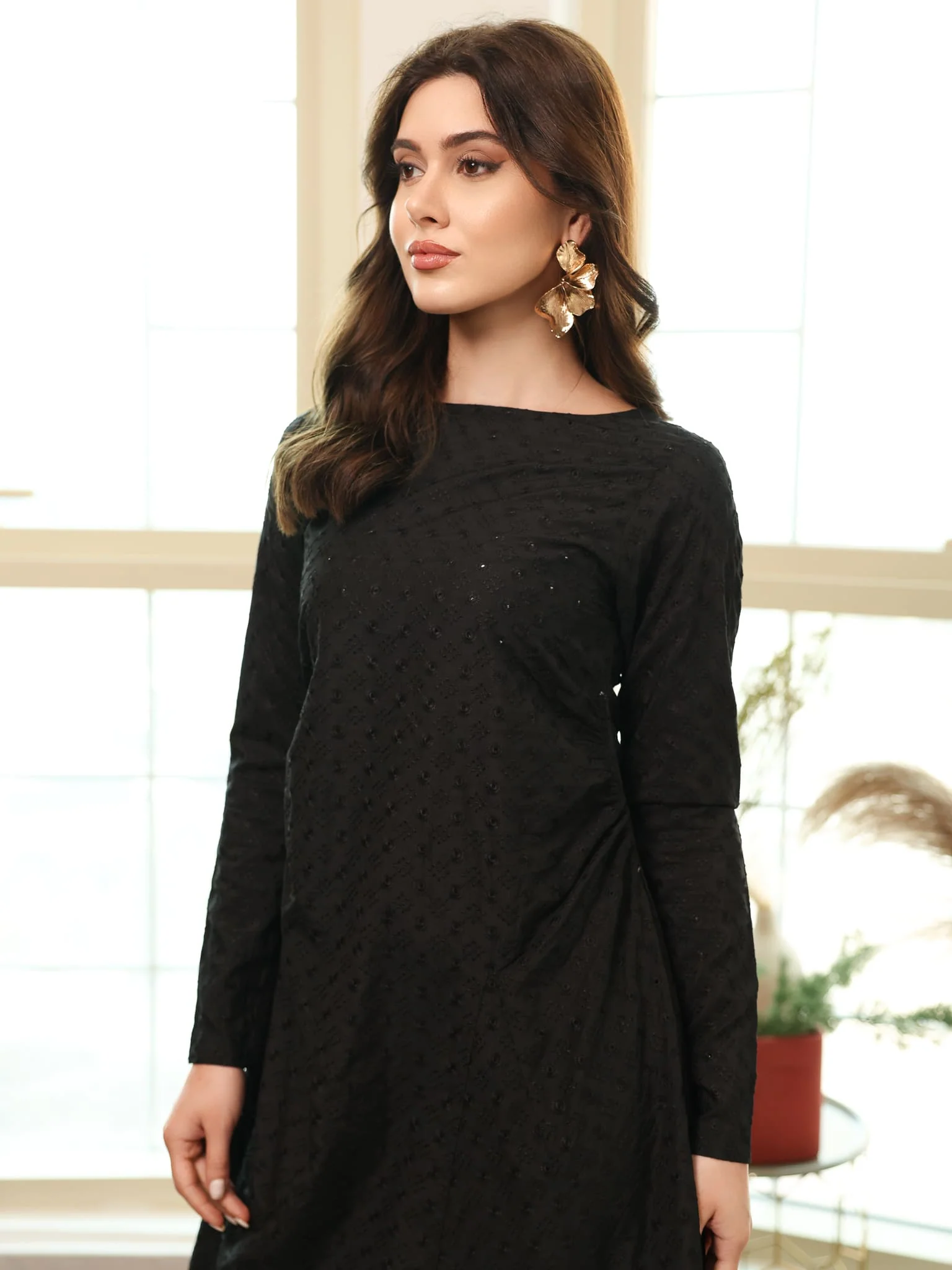 Kaelis Black Embroidered Dress - Image 4