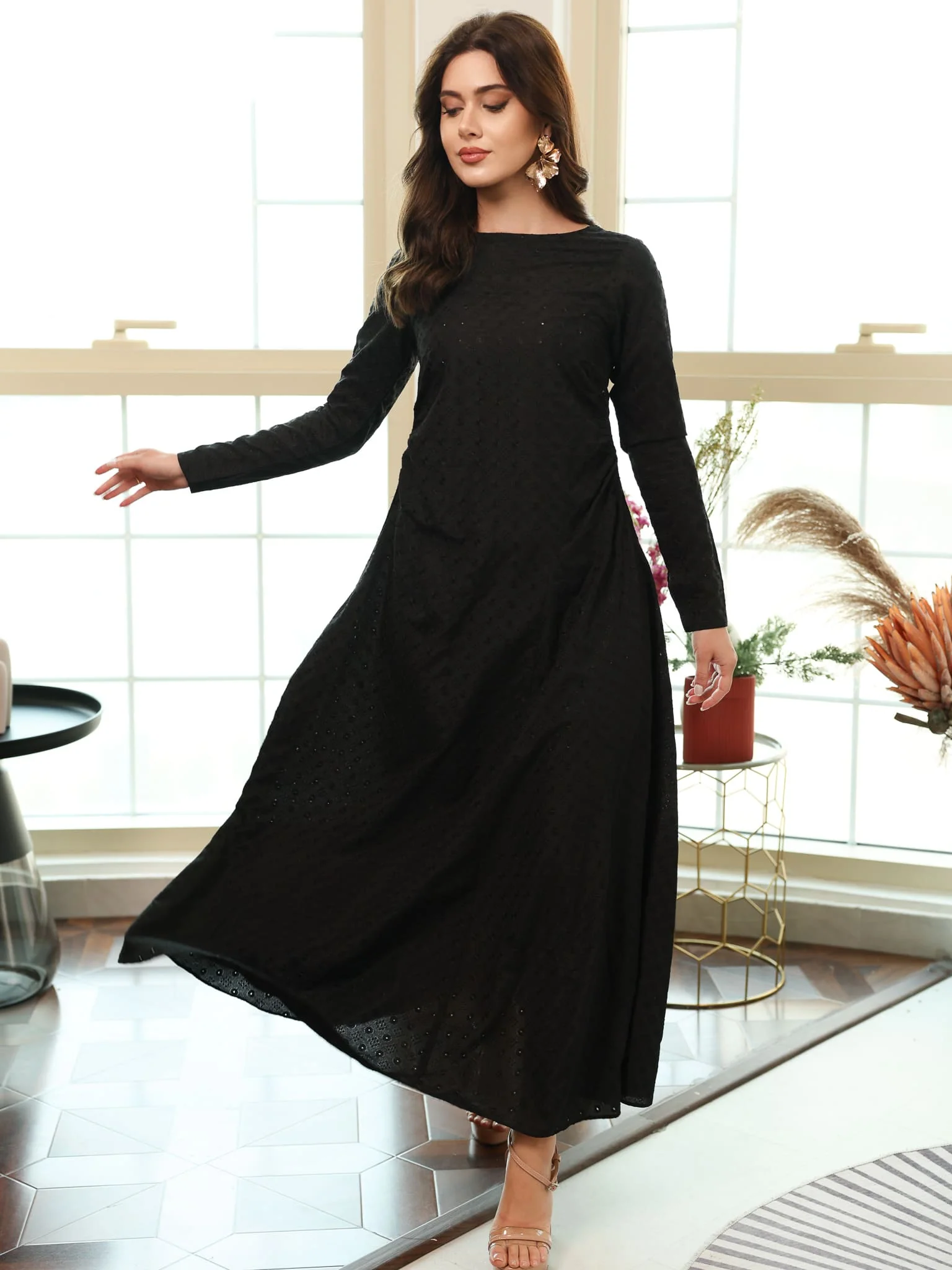 Kaelis Black Embroidered Dress - Image 6