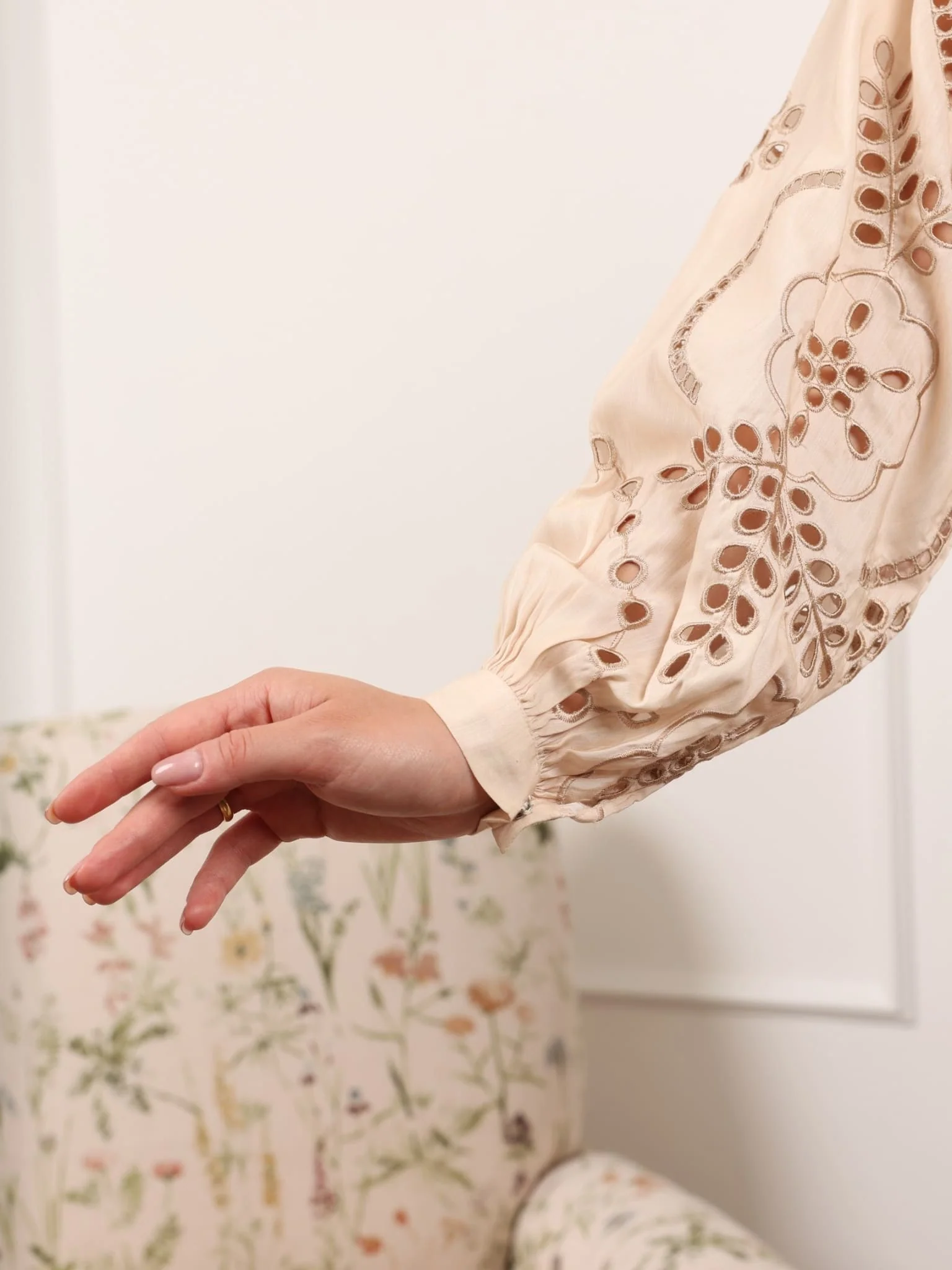 Khloe Beige Cutwork Long Dress - Image 5