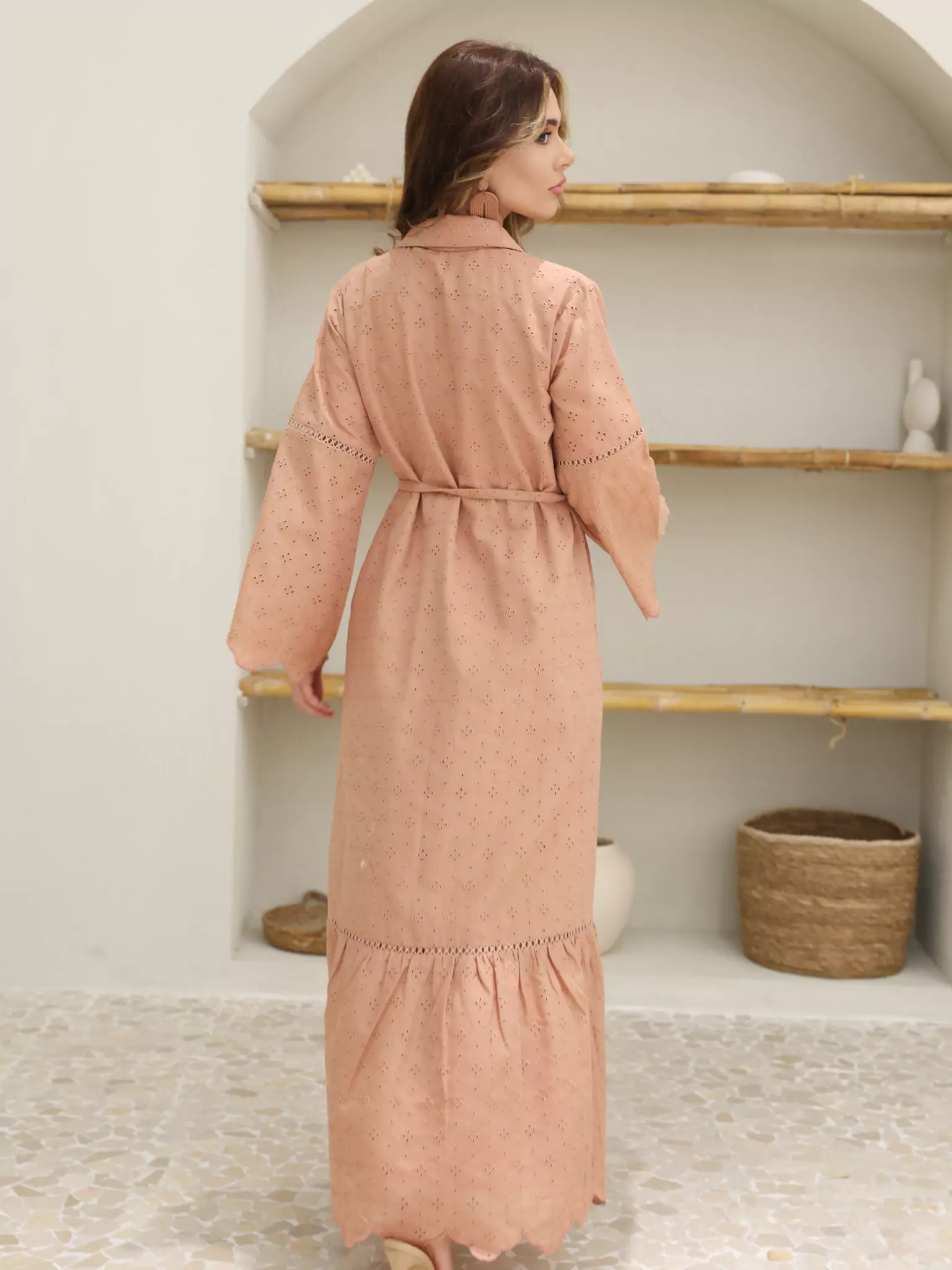 Kimy Beige Lace Cutwork Dress - Image 3