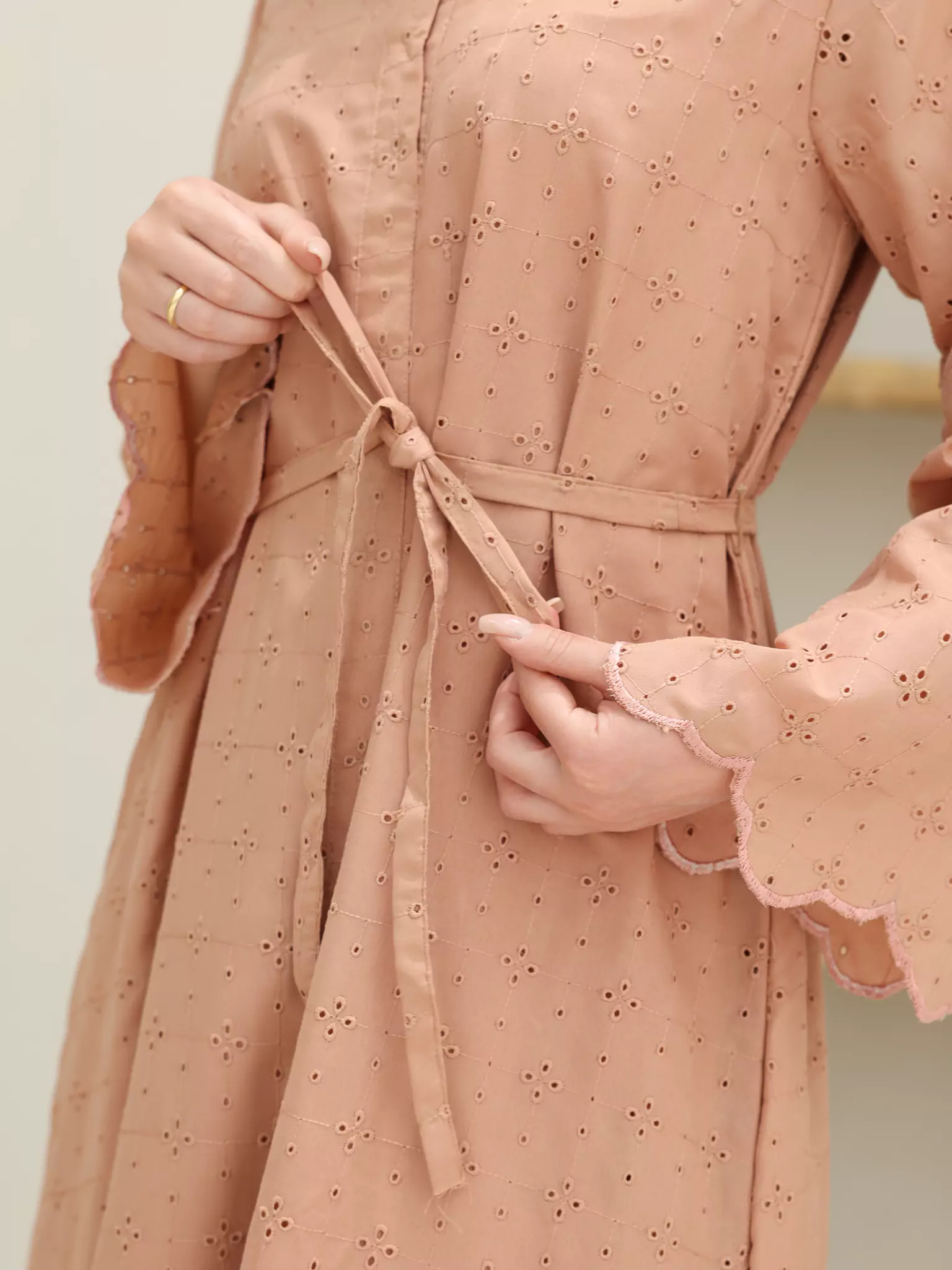 Kimy Beige Lace Cutwork Dress - Image 7