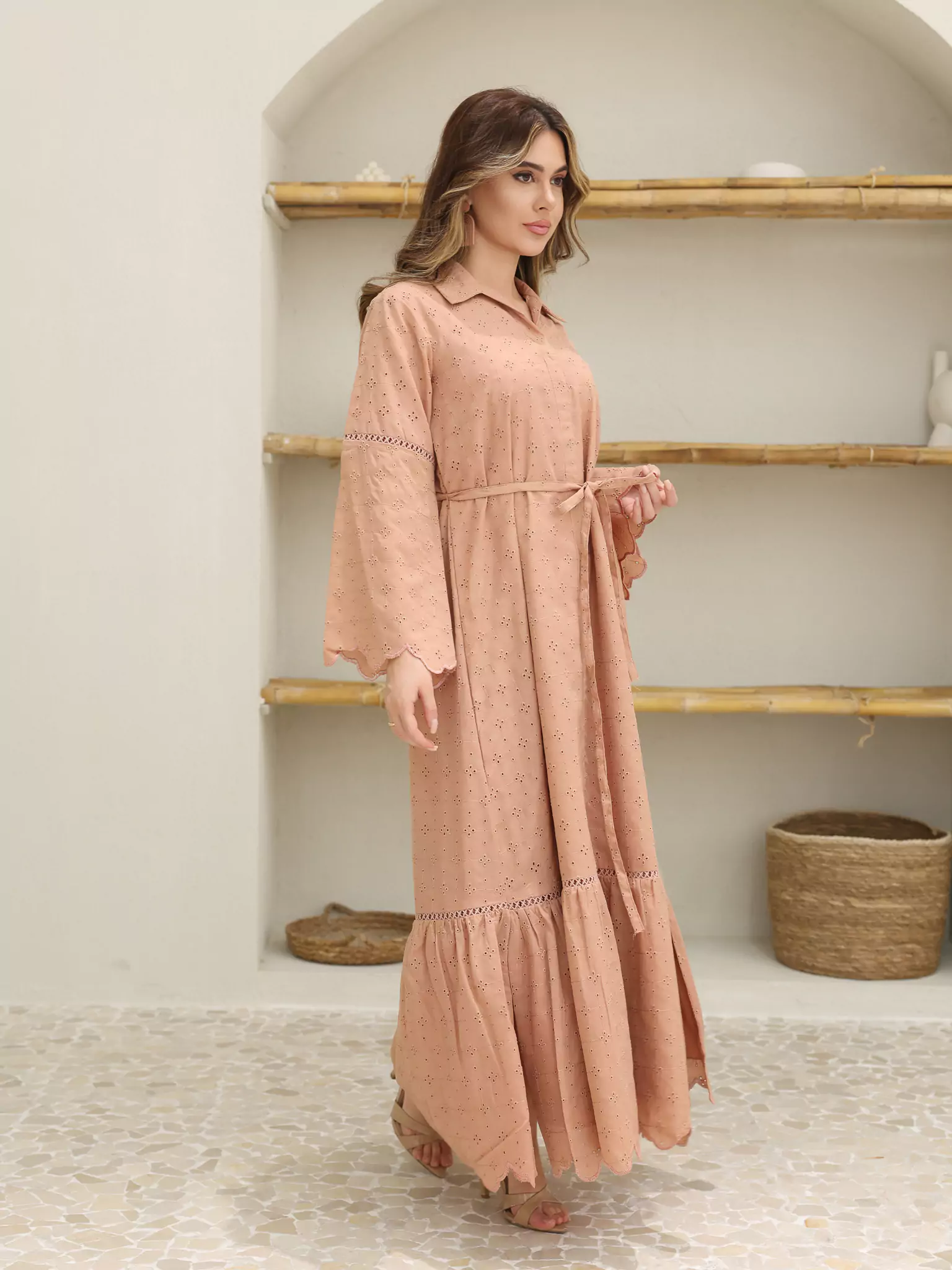 Kimy Beige Lace Cutwork Dress - Image 8
