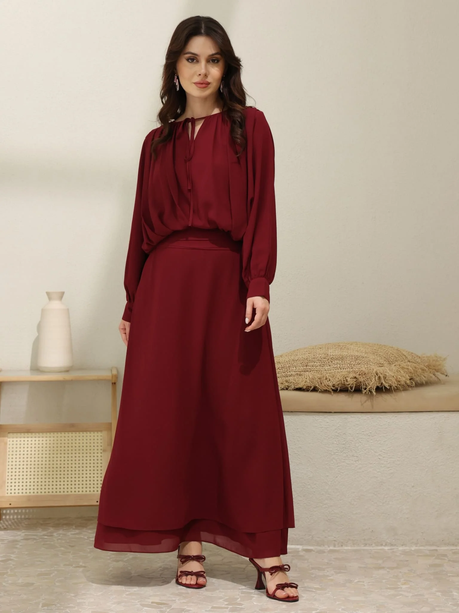 Kinzee Maroon Layered Shirt - Image 4