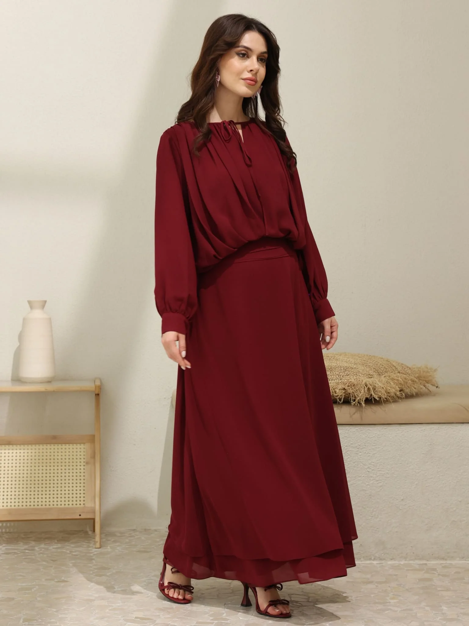 Kinzee Maroon Layered Shirt - Image 8