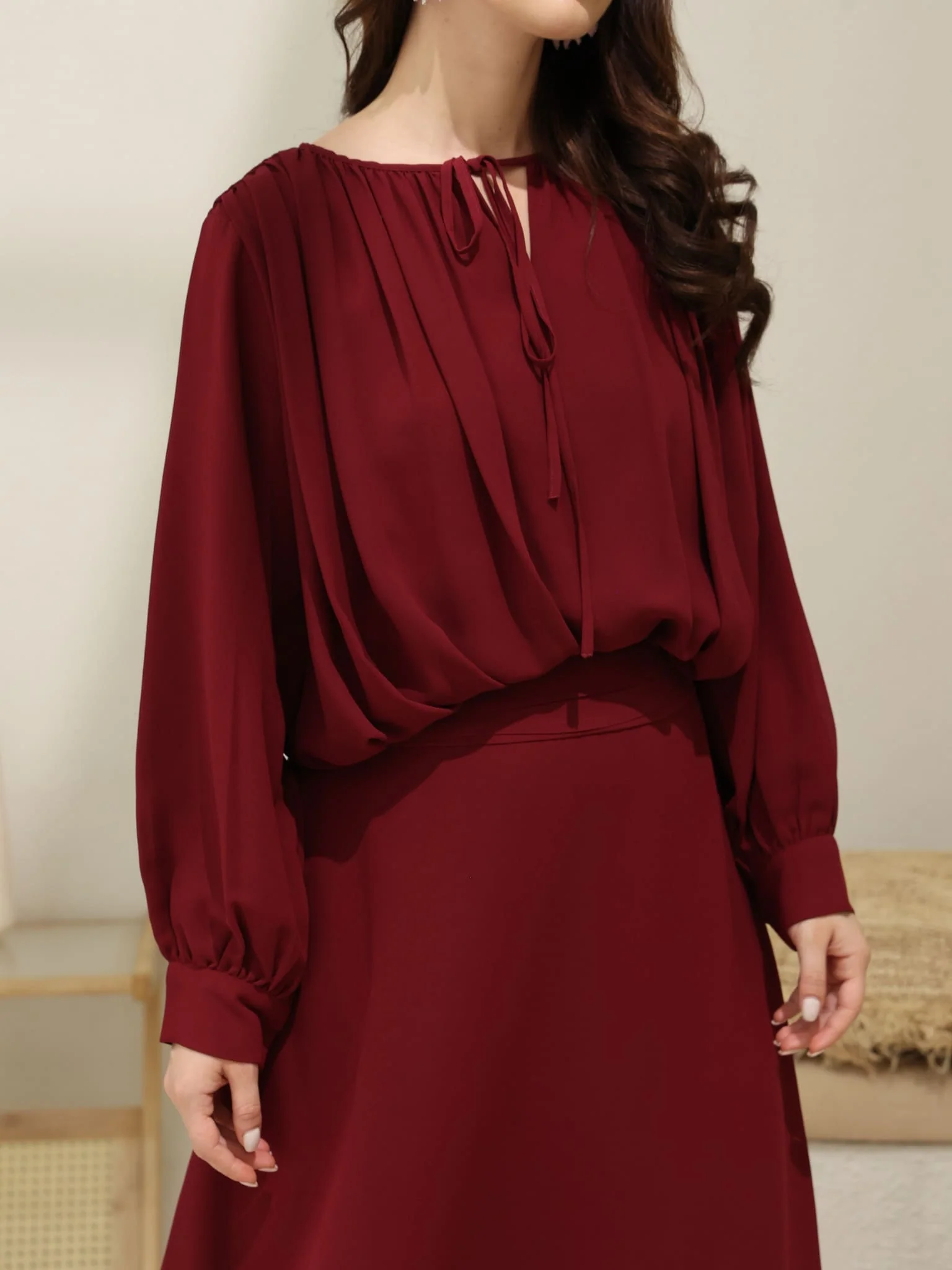 Kinzee Maroon Layered Shirt - Image 9