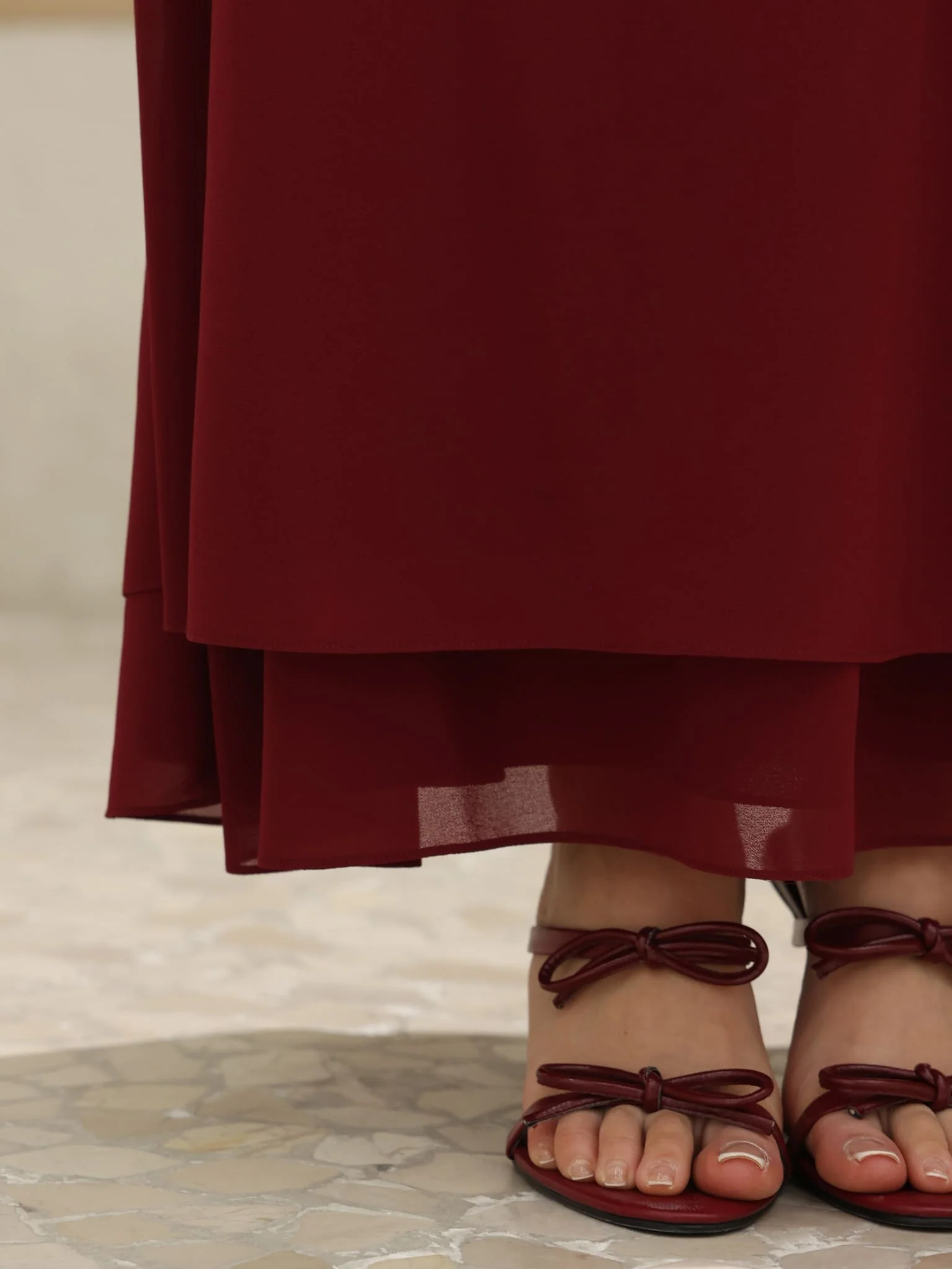 Kinzee Maroon Layered Skirt - Image 3