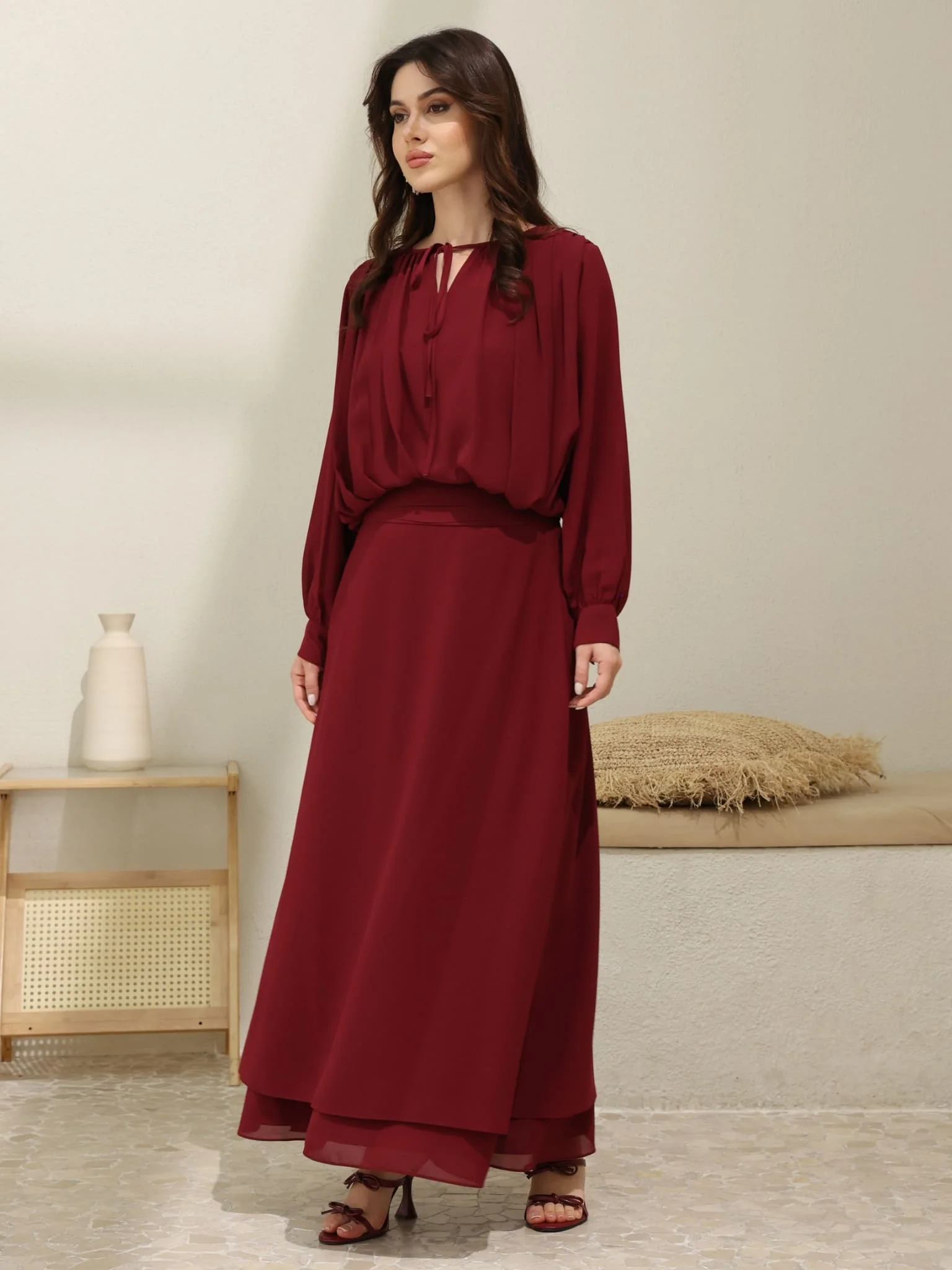 Kinzee Maroon Layered Skirt - Image 5