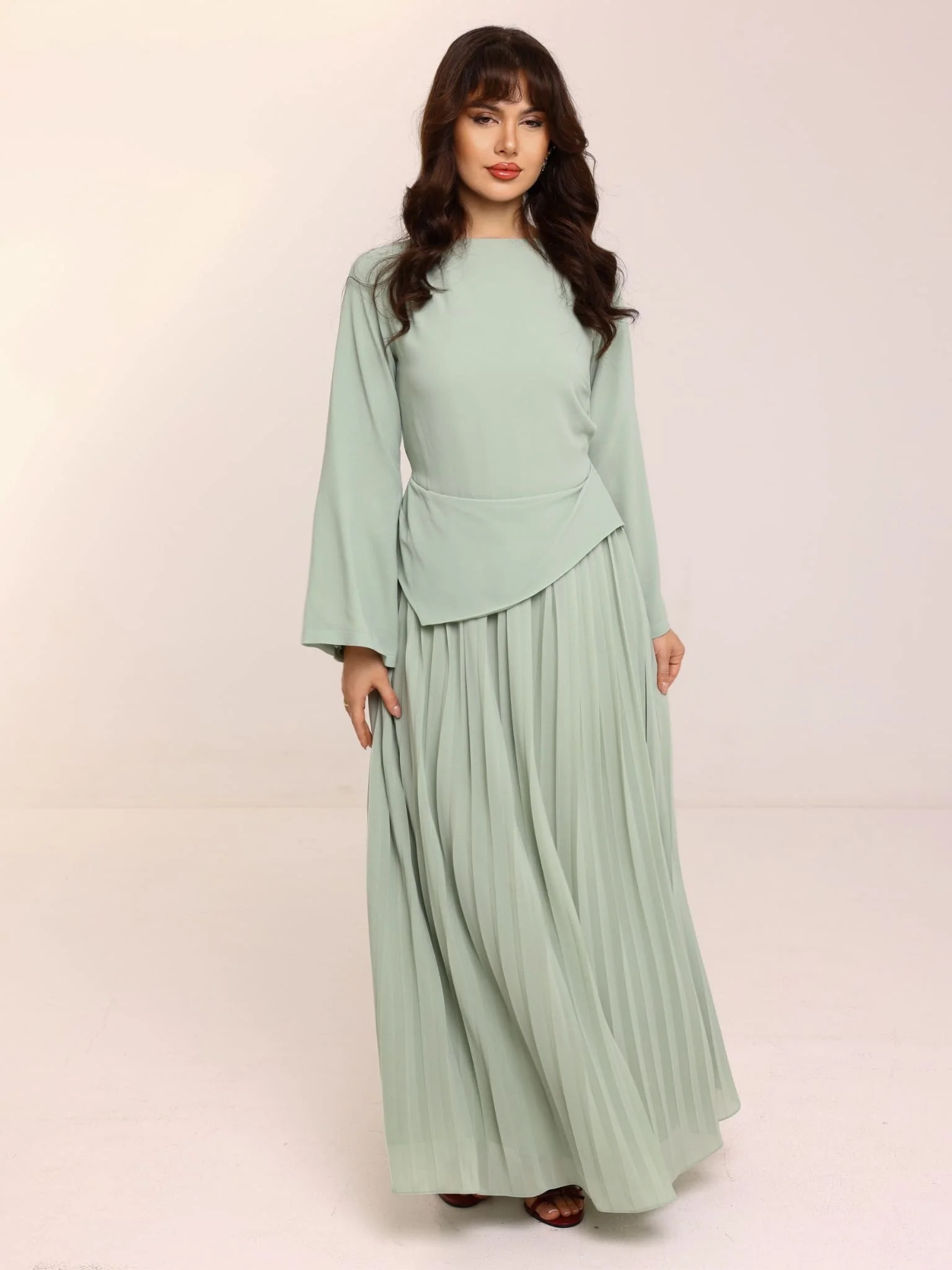 Kysa Drape Pleated Long Dress