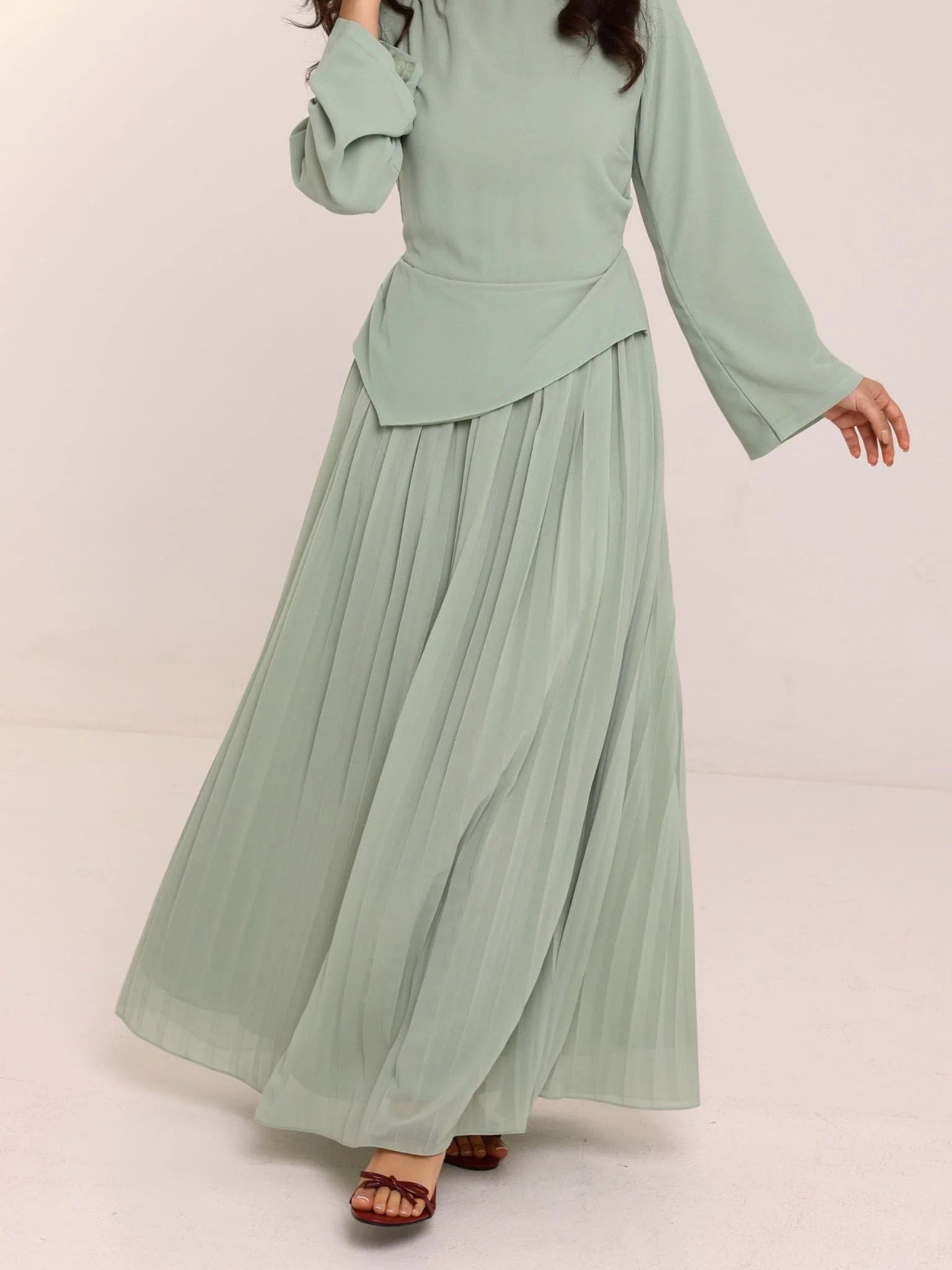 Kysa Drape Pleated Long Dress - Image 2