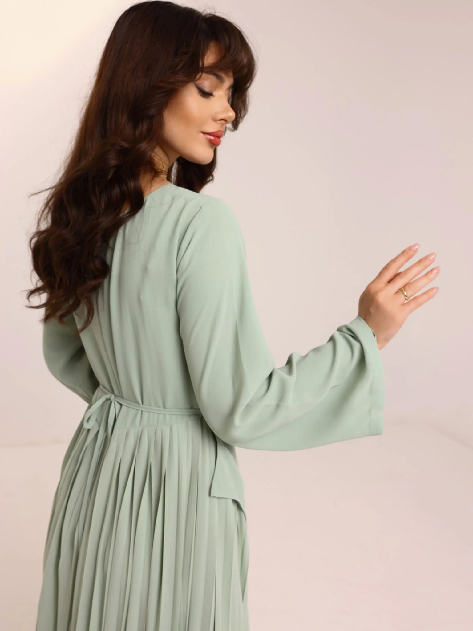 Kysa Drape Pleated Long Dress - Image 7
