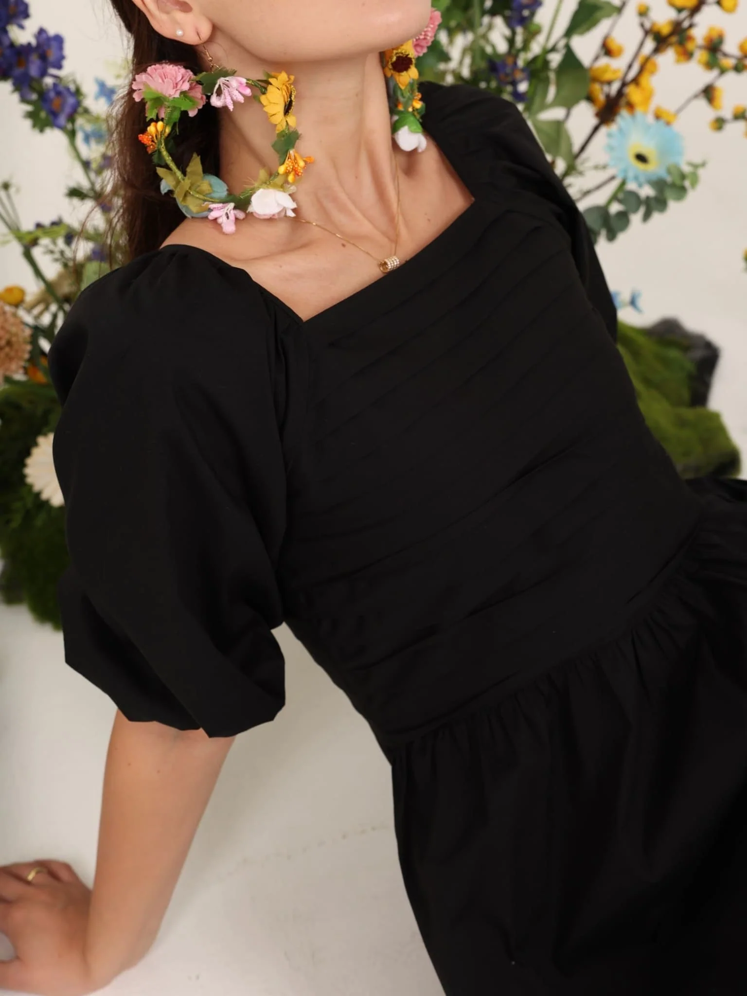 Layla Black Pleated Poplin Dress - Image 2