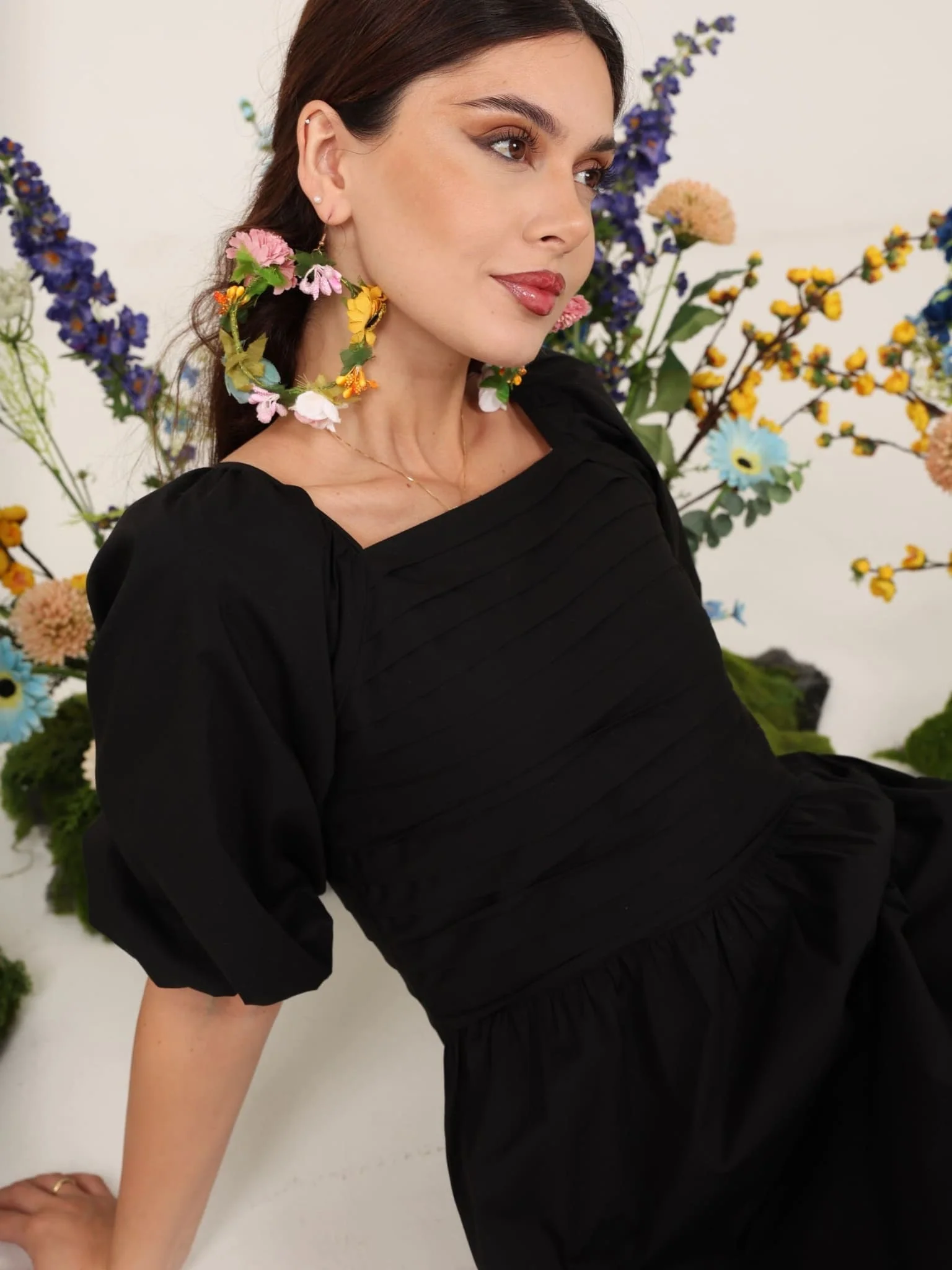Layla Black Pleated Poplin Dress - Image 6