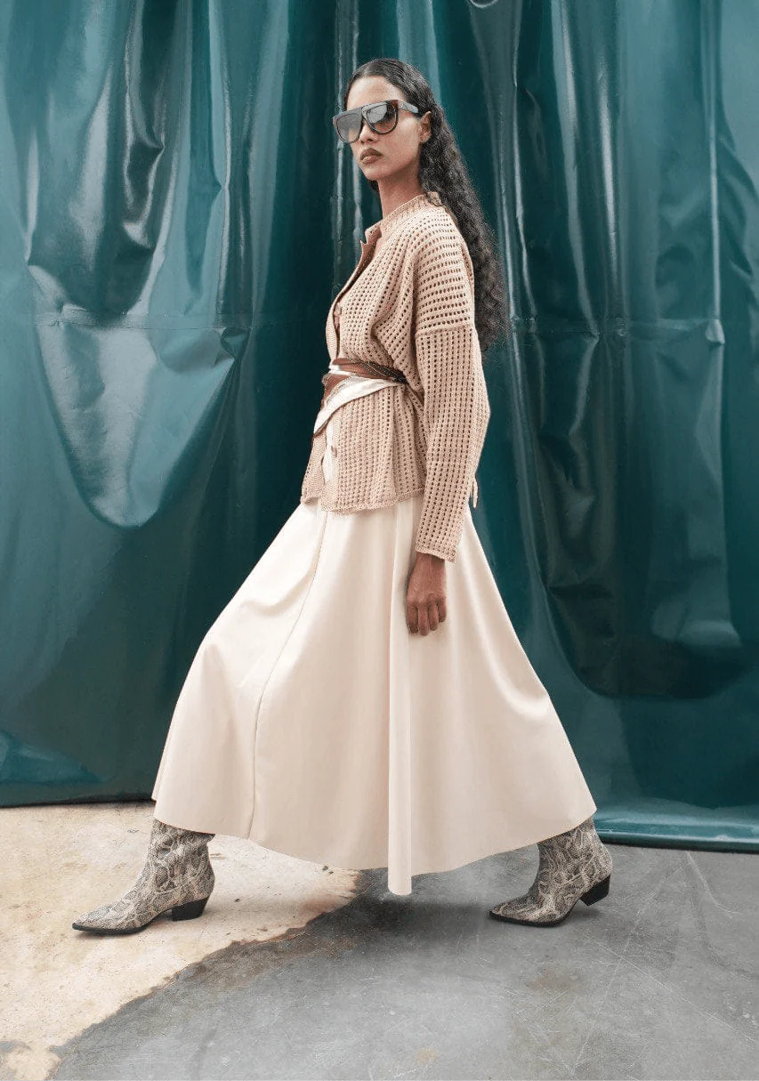 Leather Skirt In White - Image 3