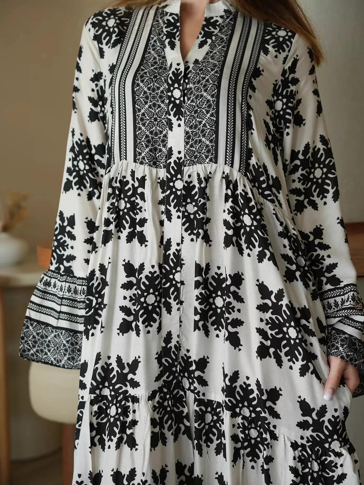 Lelan Motif Black Dress - Image 2