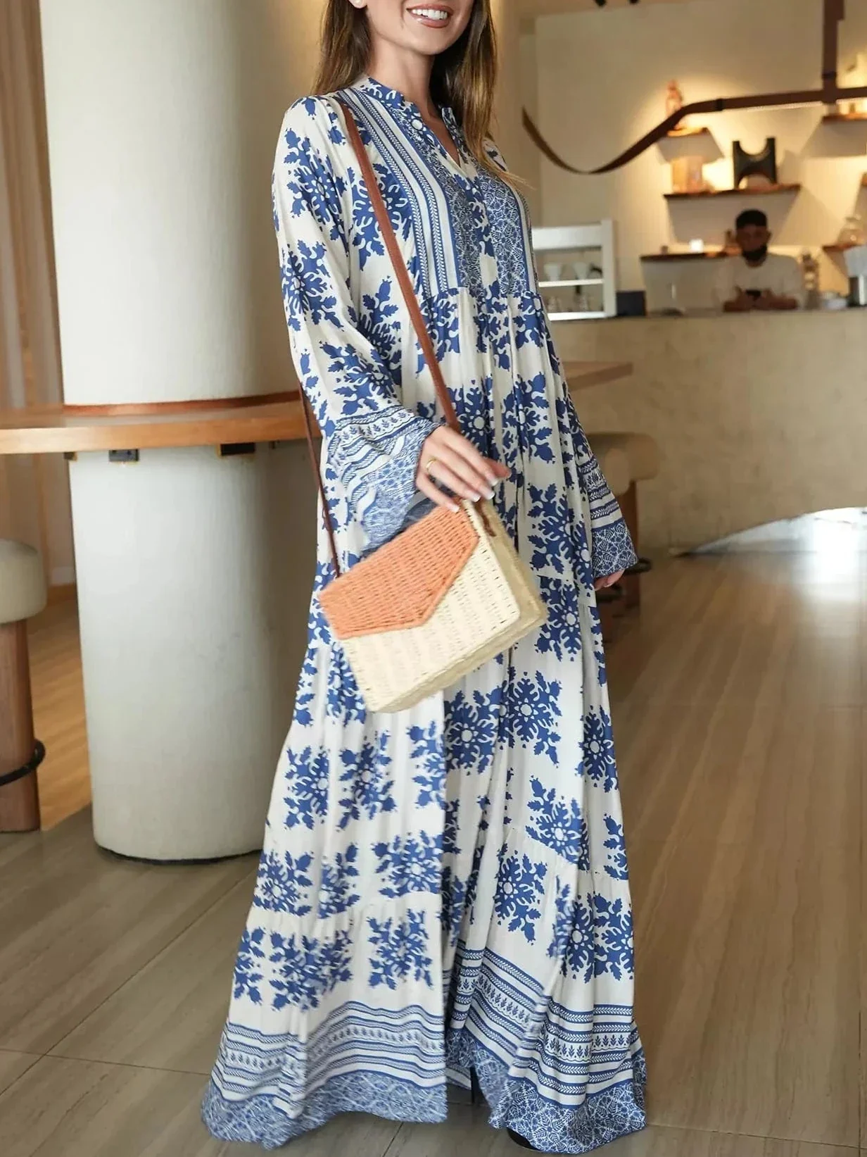 Lelan Motif Blue Dress - Image 3