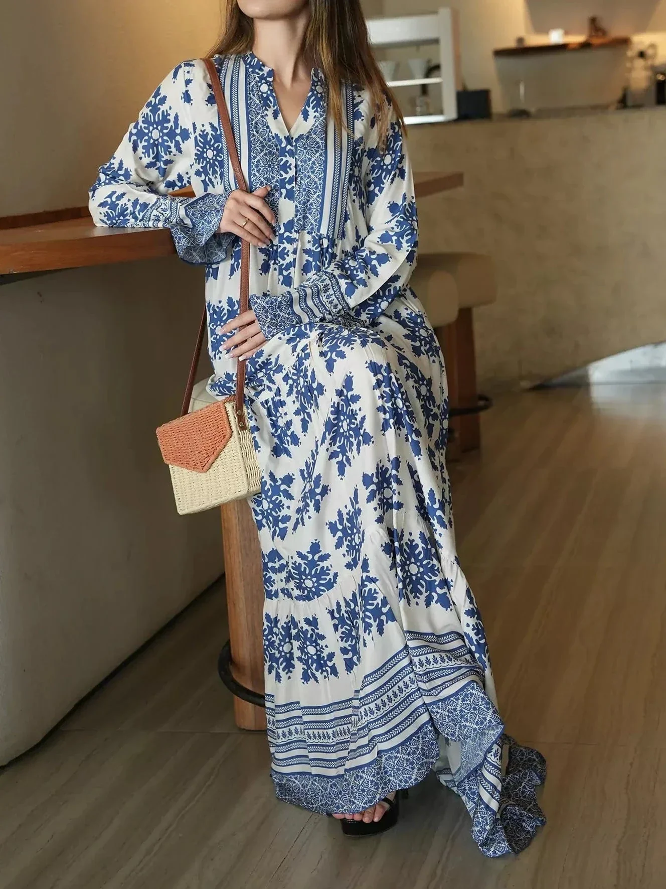 Lelan Motif Blue Dress - Image 7
