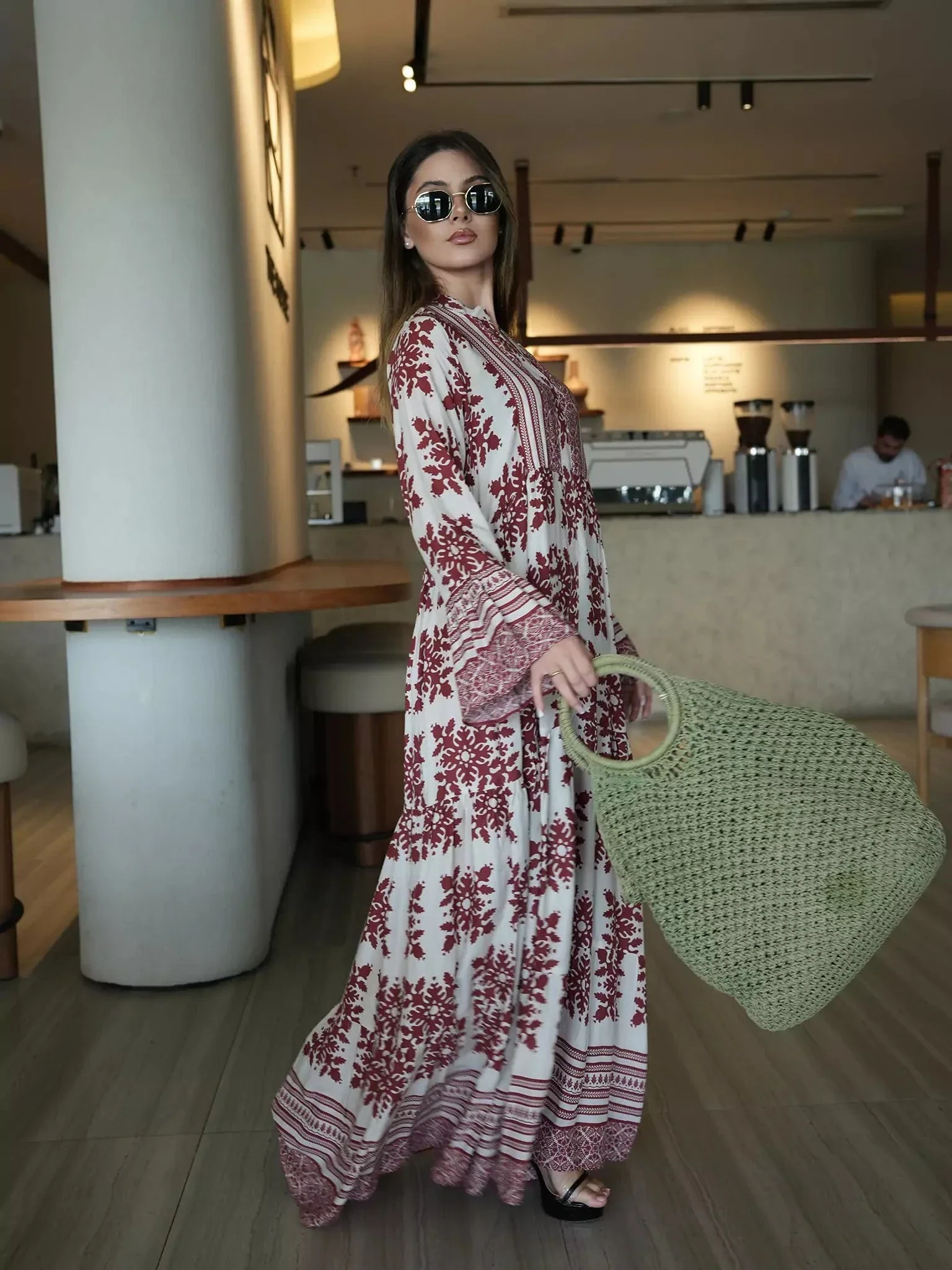 Lelan Motif Red Dress - Image 7