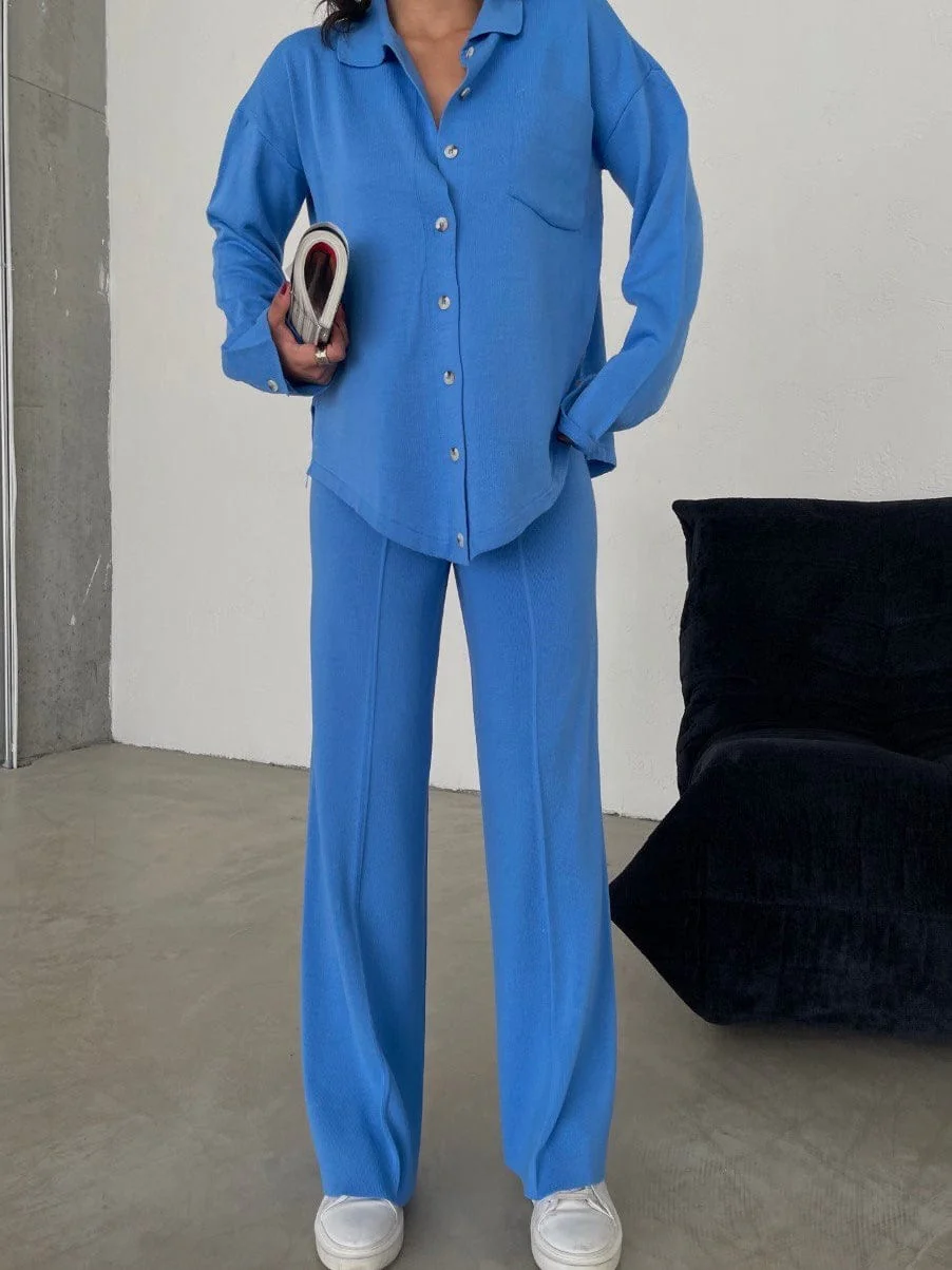 Lelia Knit Co Ord Set in Blue - Image 3