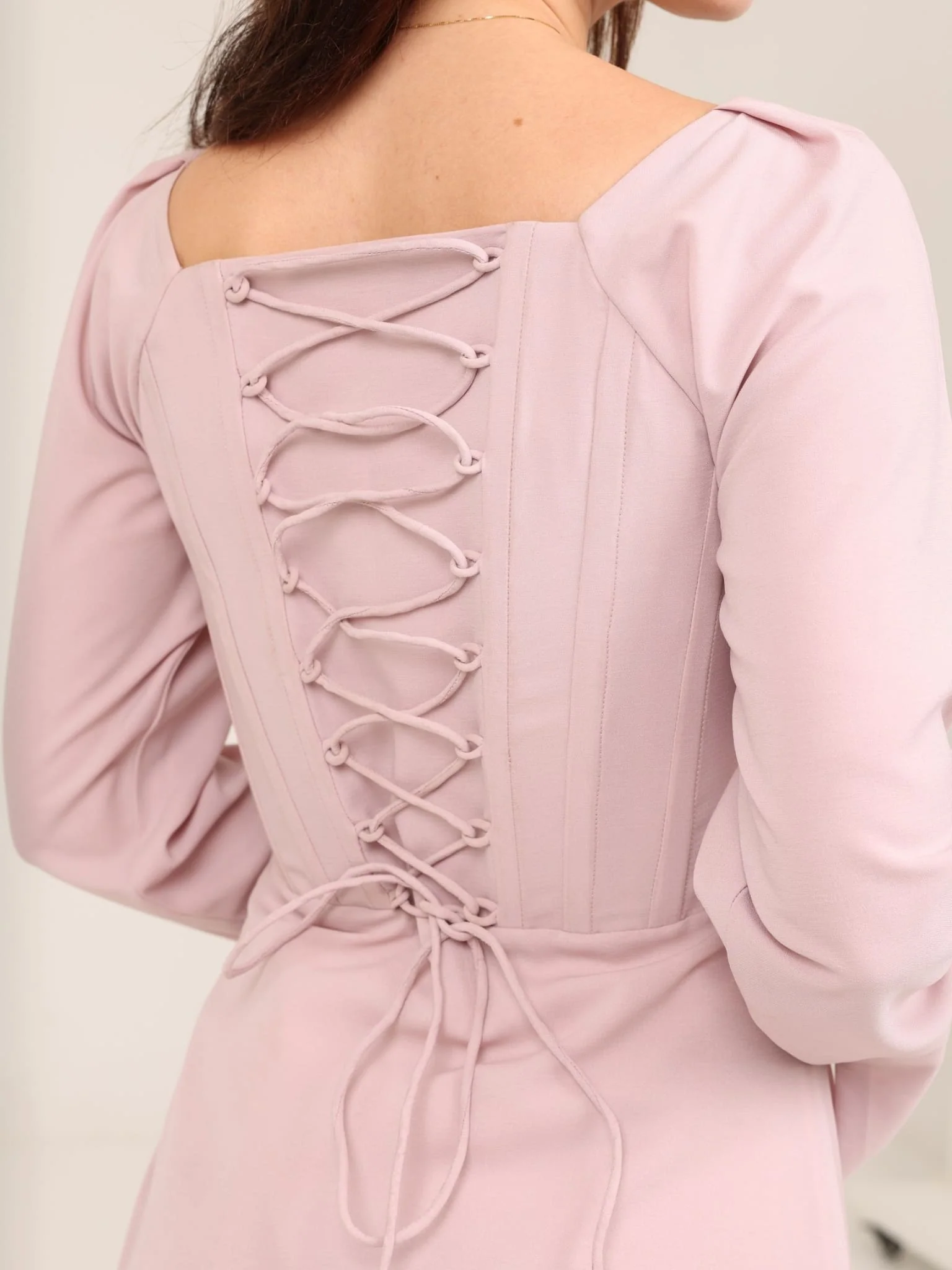 Lilac Lattice Cowl Long Dress - Image 4