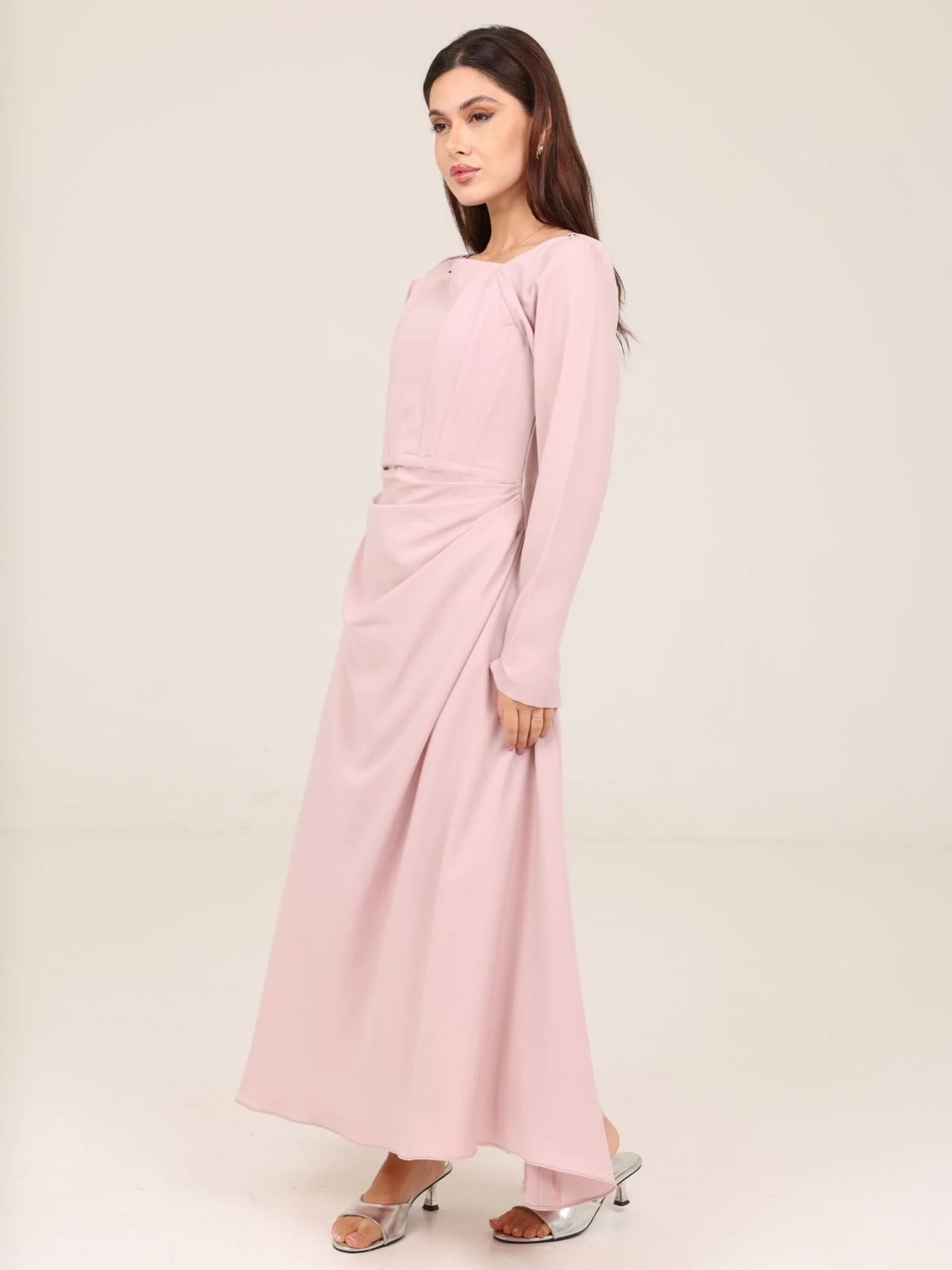 Lilac Lattice Cowl Long Dress - Image 5