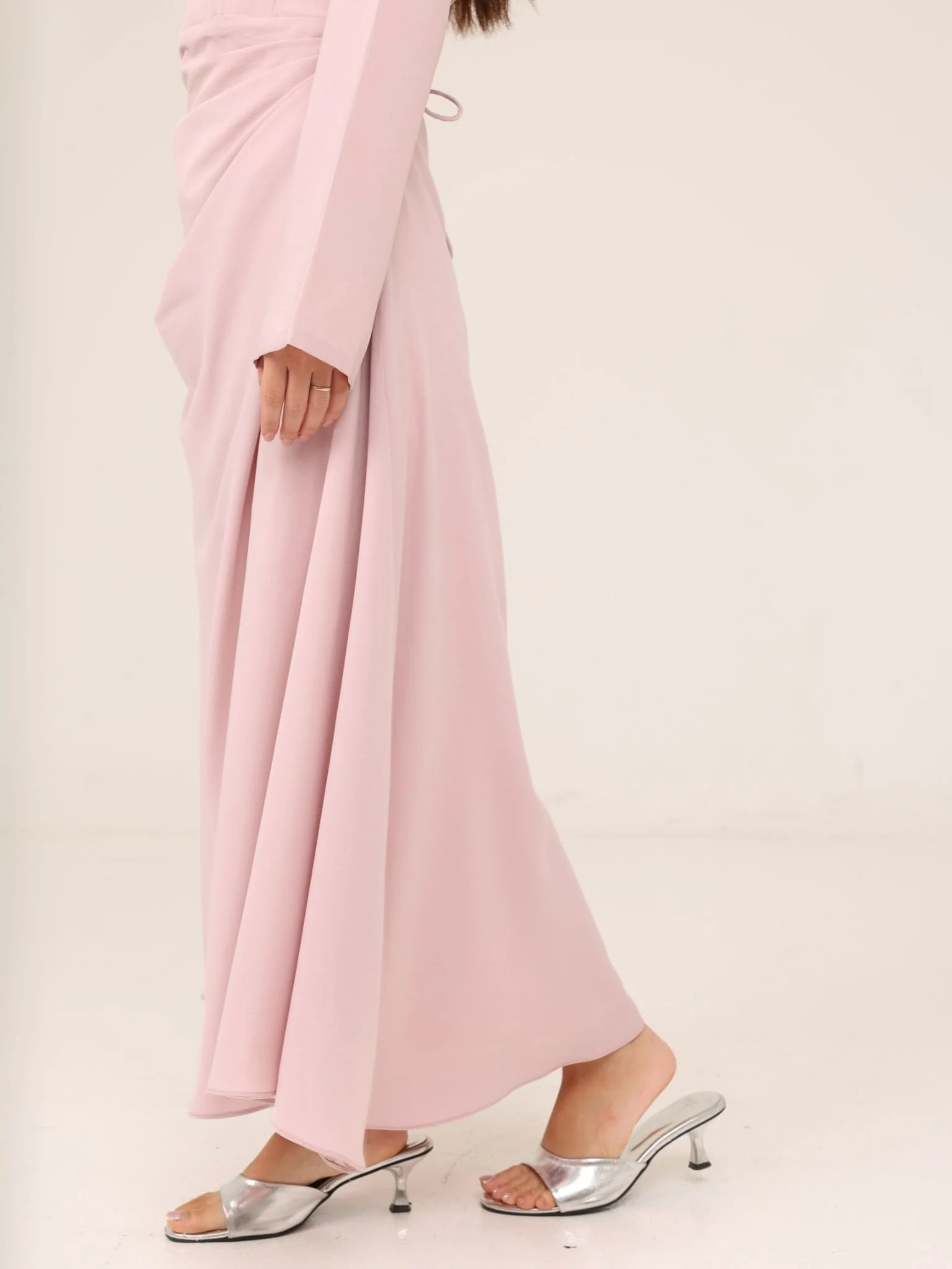 Lilac Lattice Cowl Long Dress - Image 6