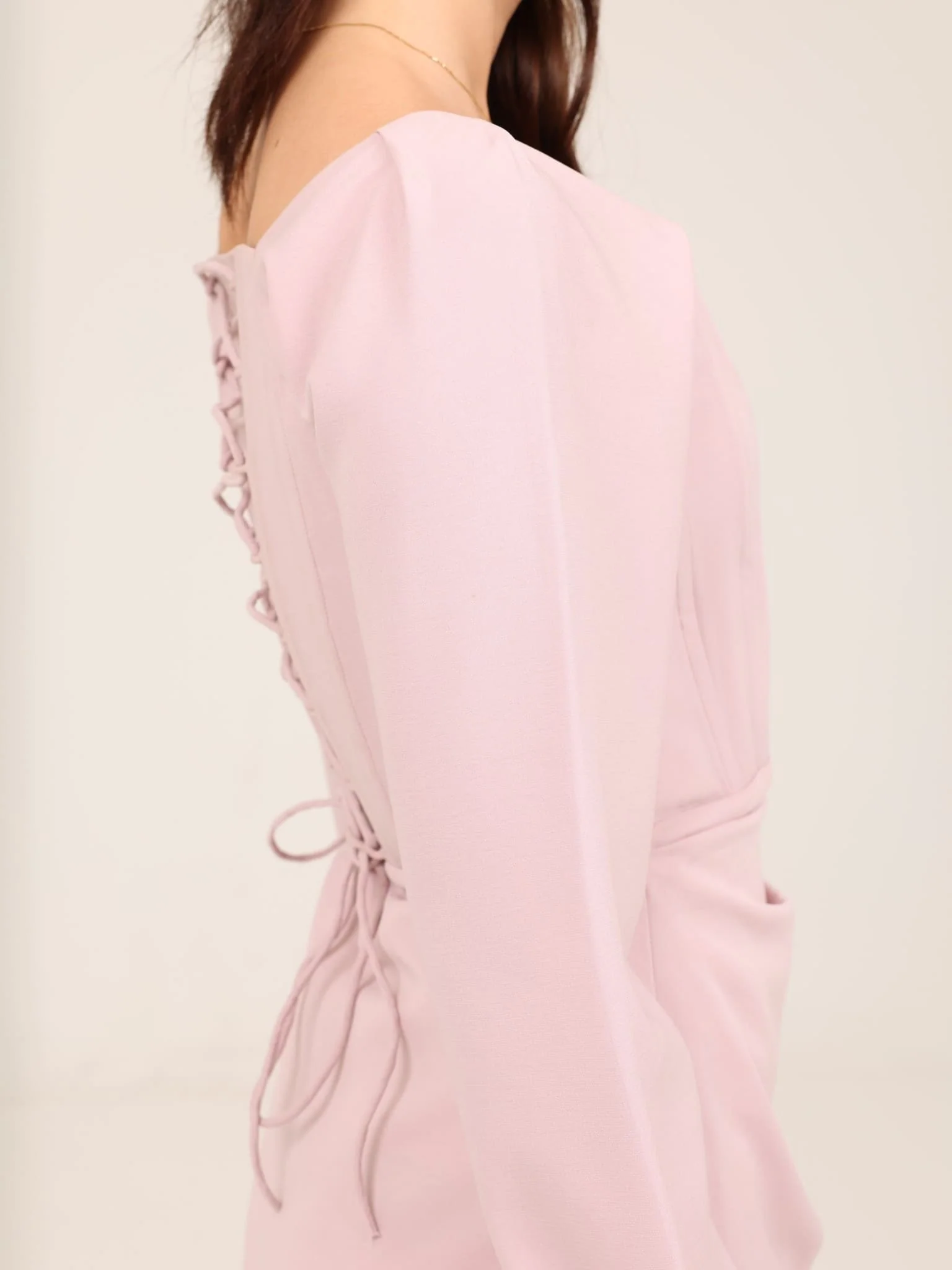Lilac Lattice Cowl Long Dress - Image 8
