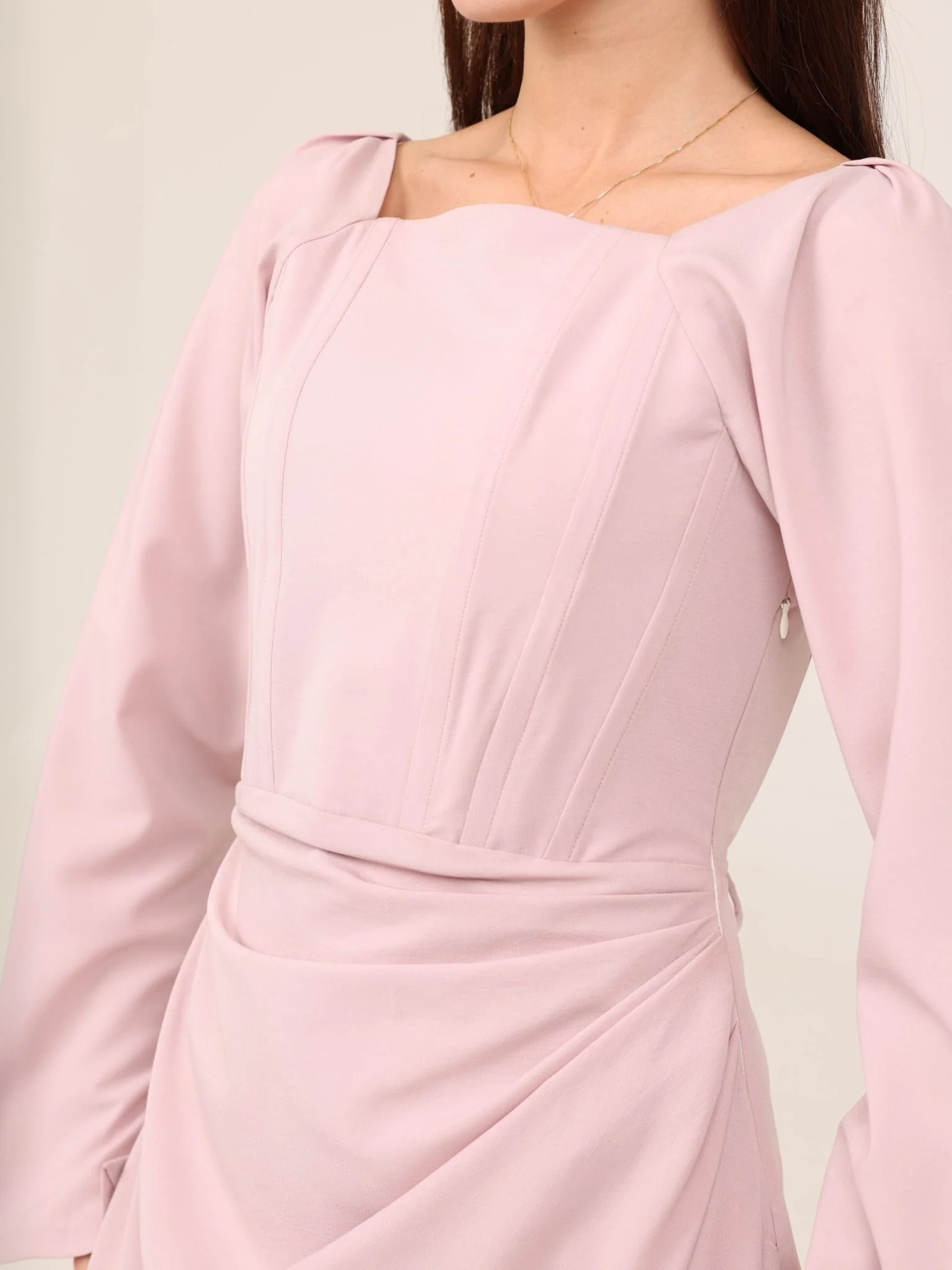Lilac Lattice Cowl Long Dress - Image 9