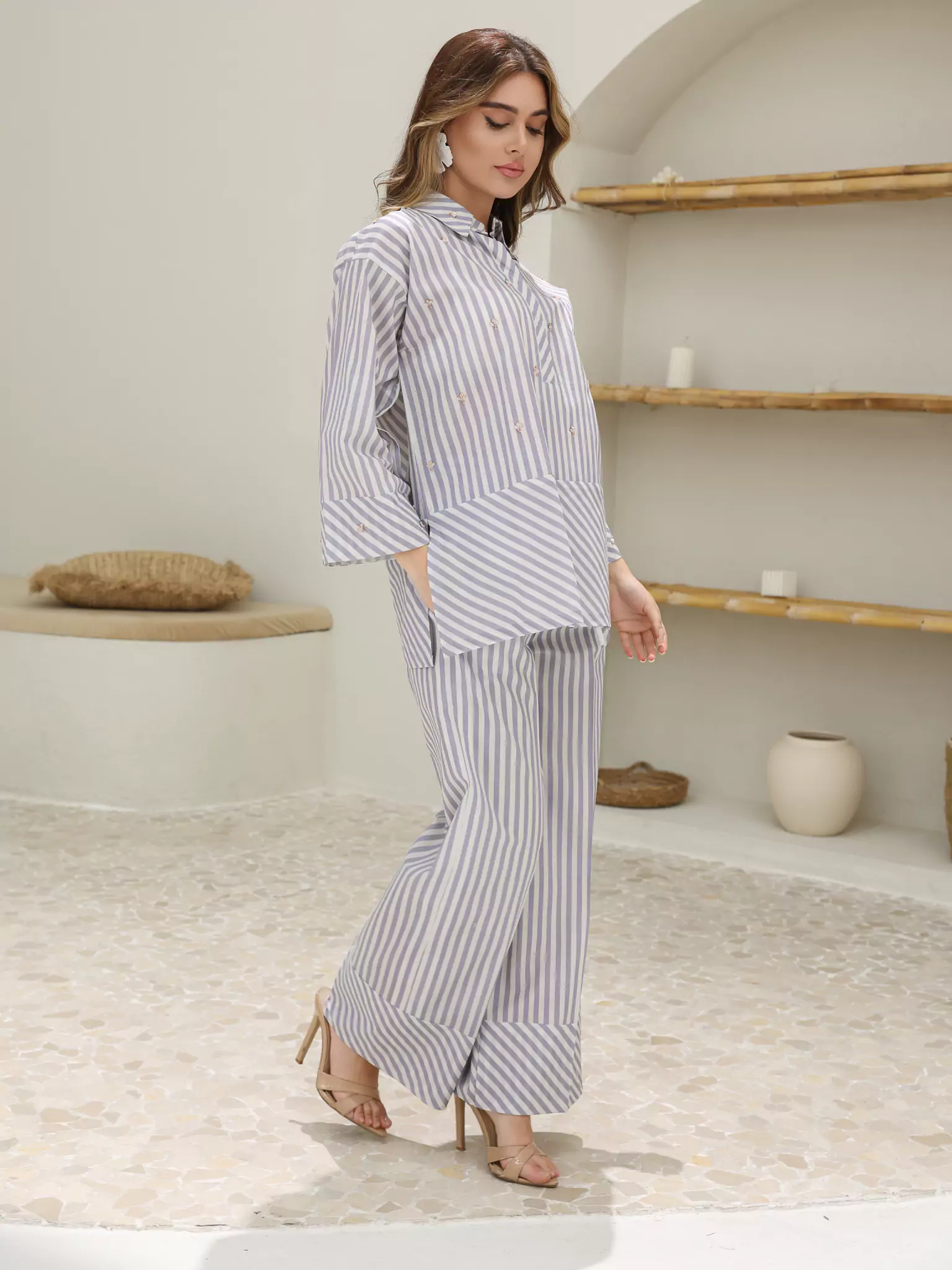 Lilac Stripe Embellished Co Ord Set - Image 11