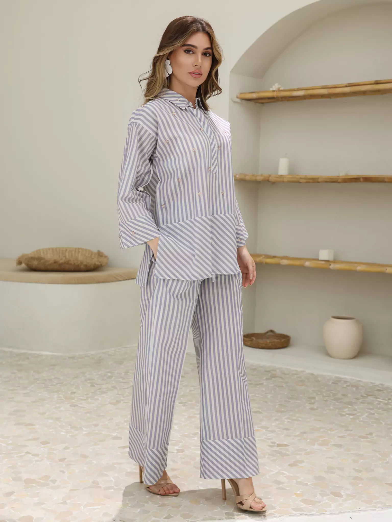 Lilac Stripe Embellished Co Ord Set - Image 12