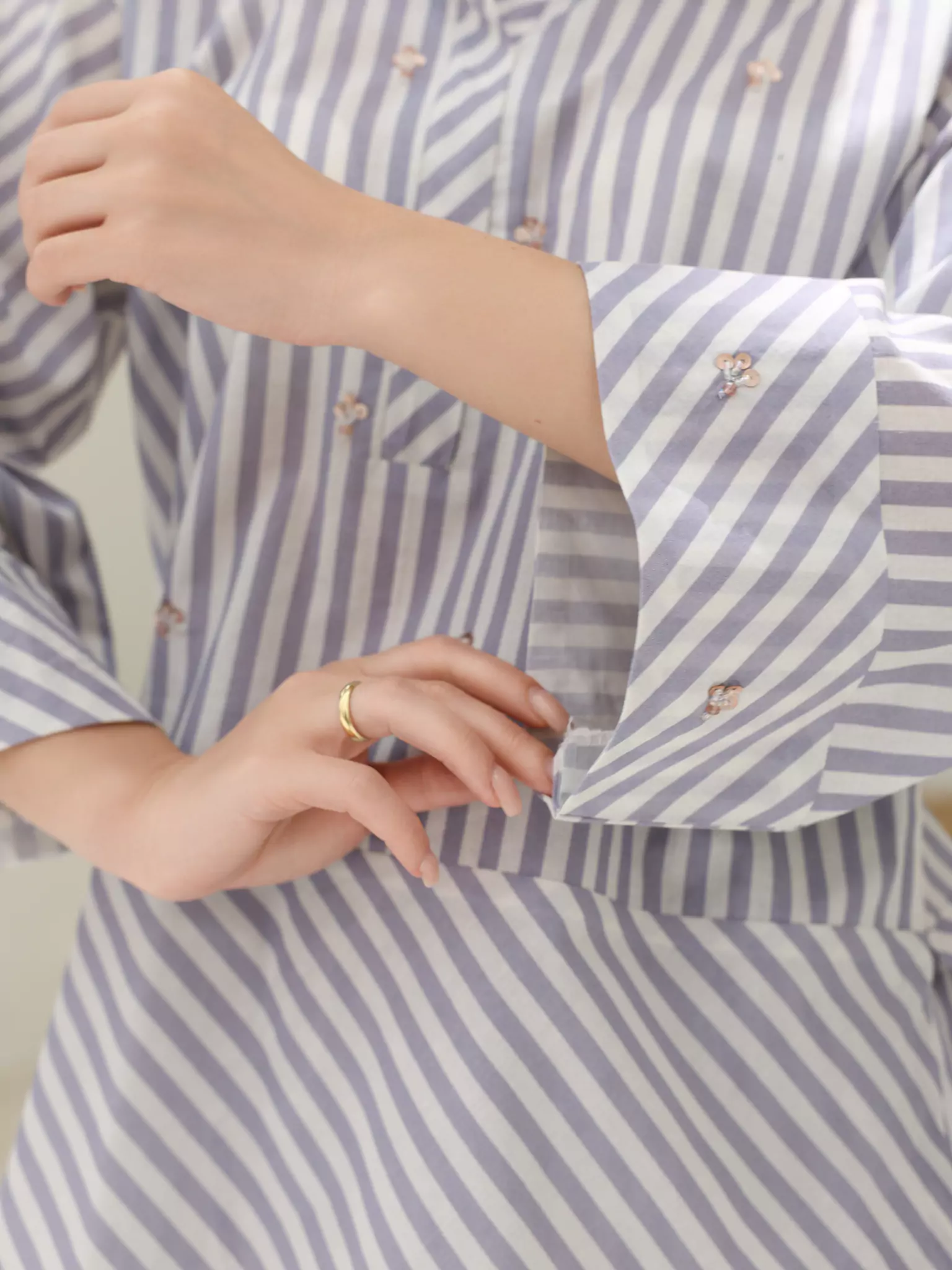 Lilac Stripe Embellished Co Ord Set - Image 3