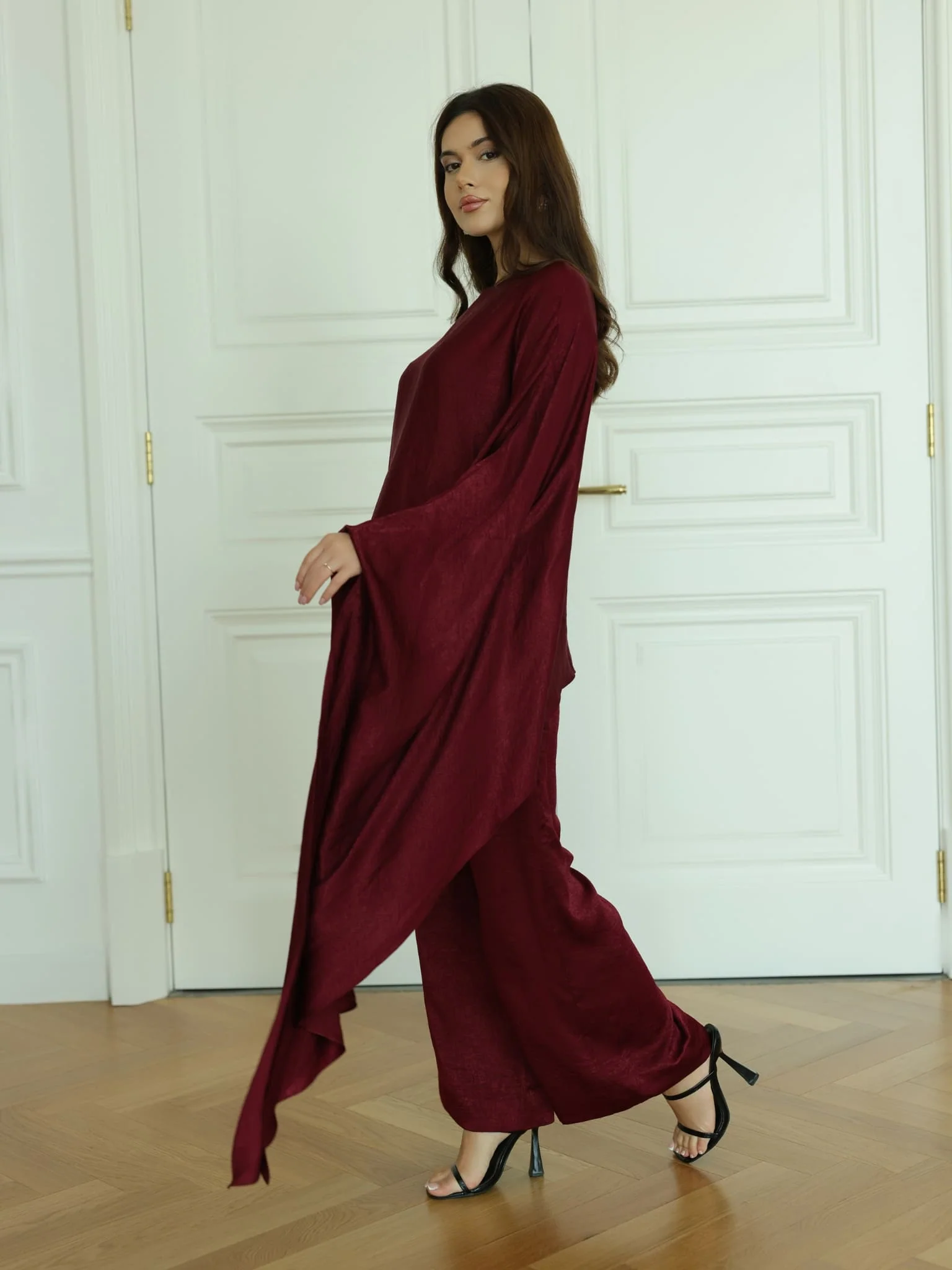 Lilbeth Maroon Soft Silk Co Ord Set - Image 4