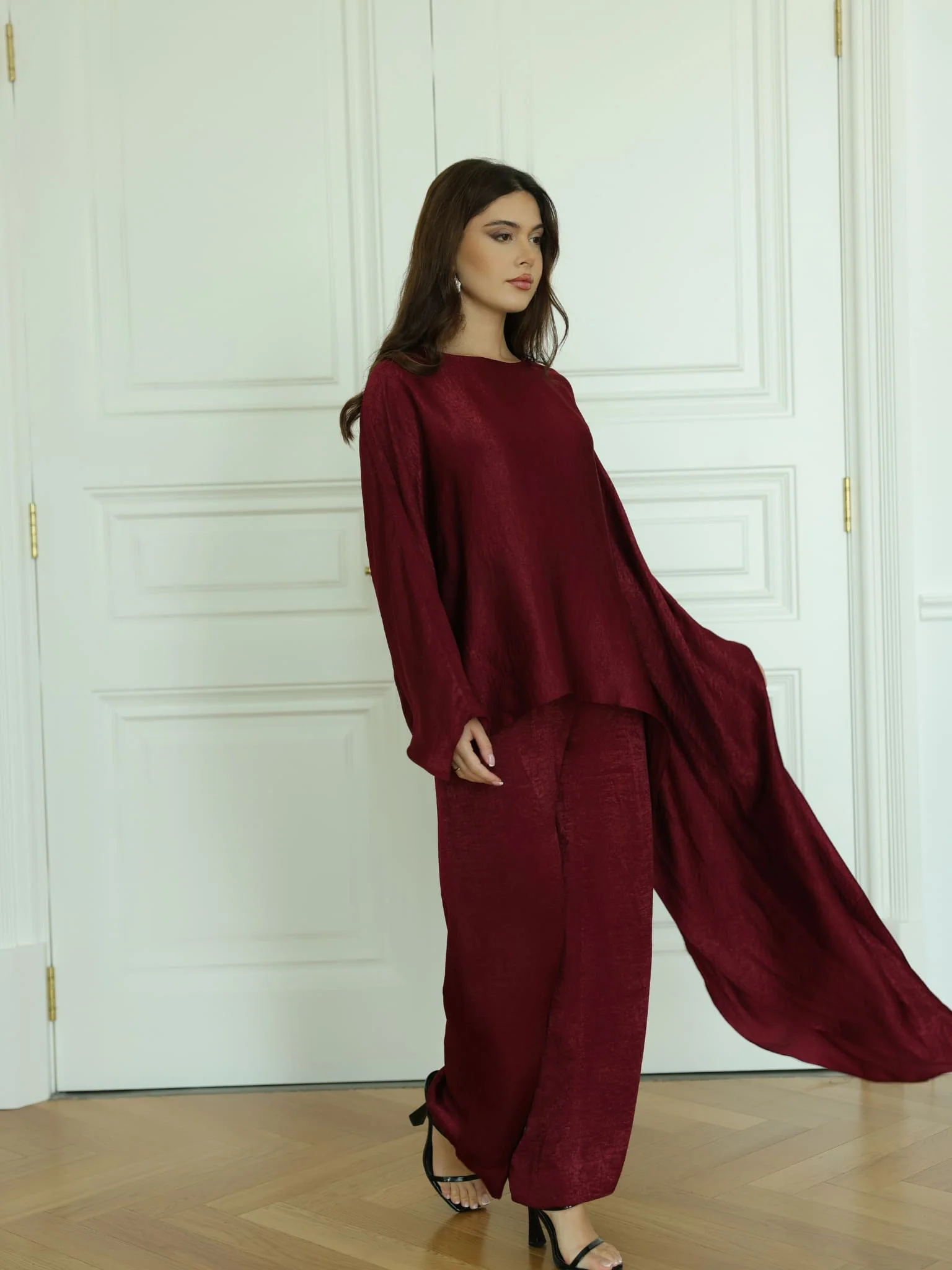 Lilbeth Maroon Soft Silk Co Ord Set - Image 6