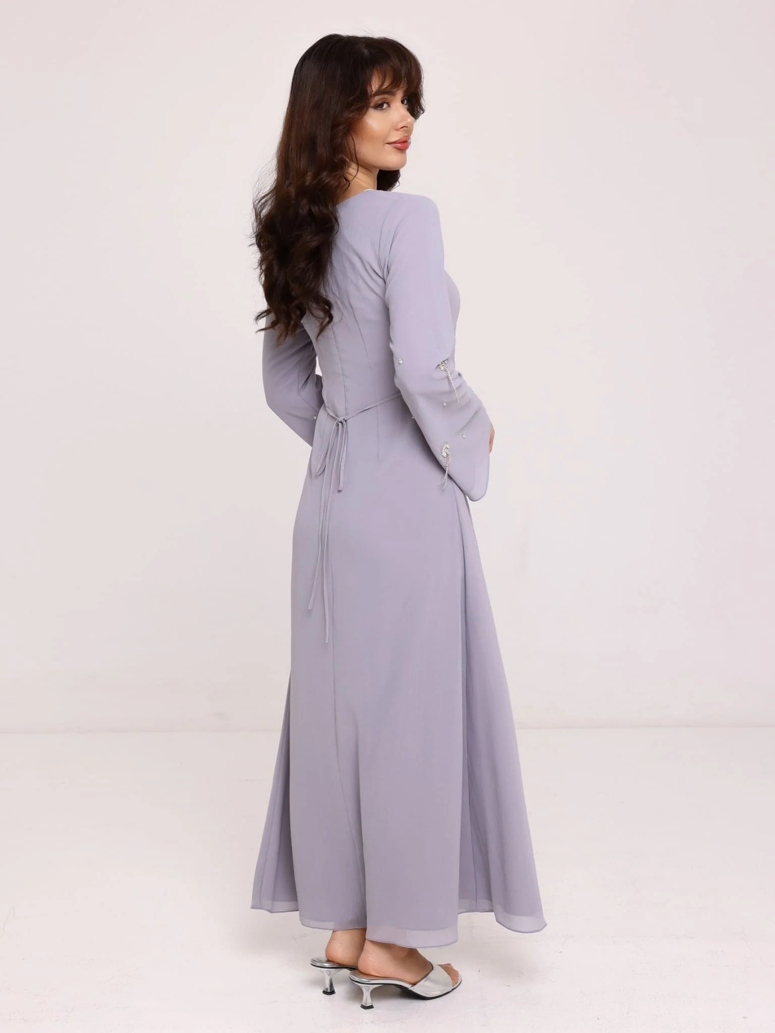 Livia Grey Embellished Panel Dress - Image 3