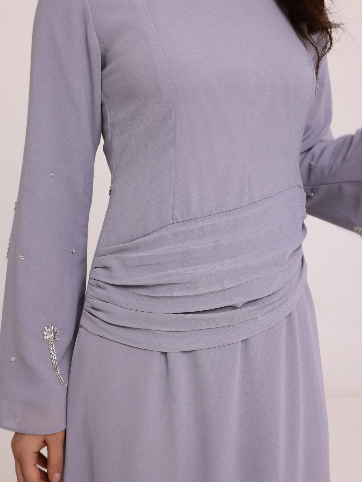 Livia Grey Embellished Panel Dress - Image 4