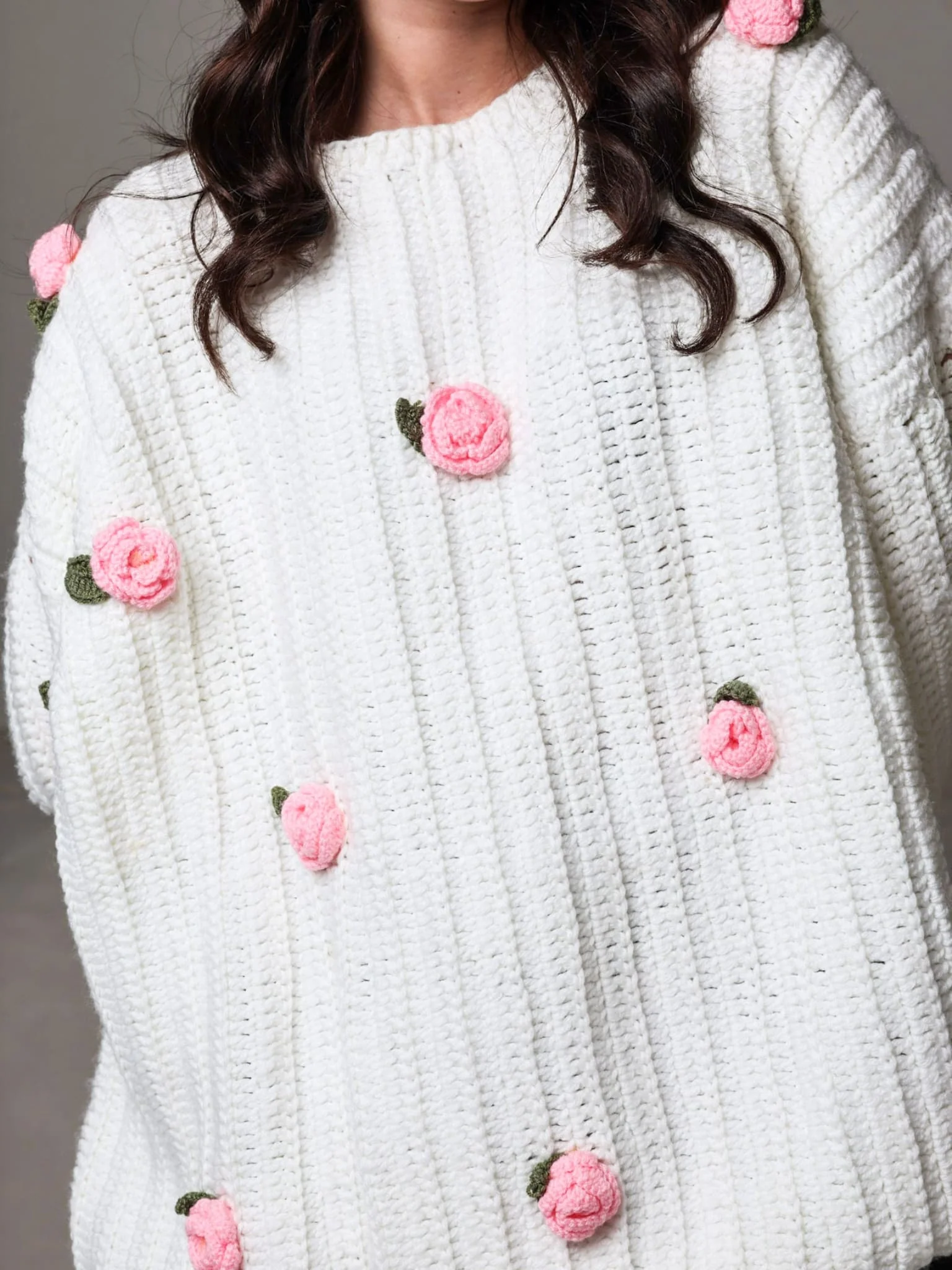 Love Loom Hand Knitted 3D Floral Sweater - Image 6
