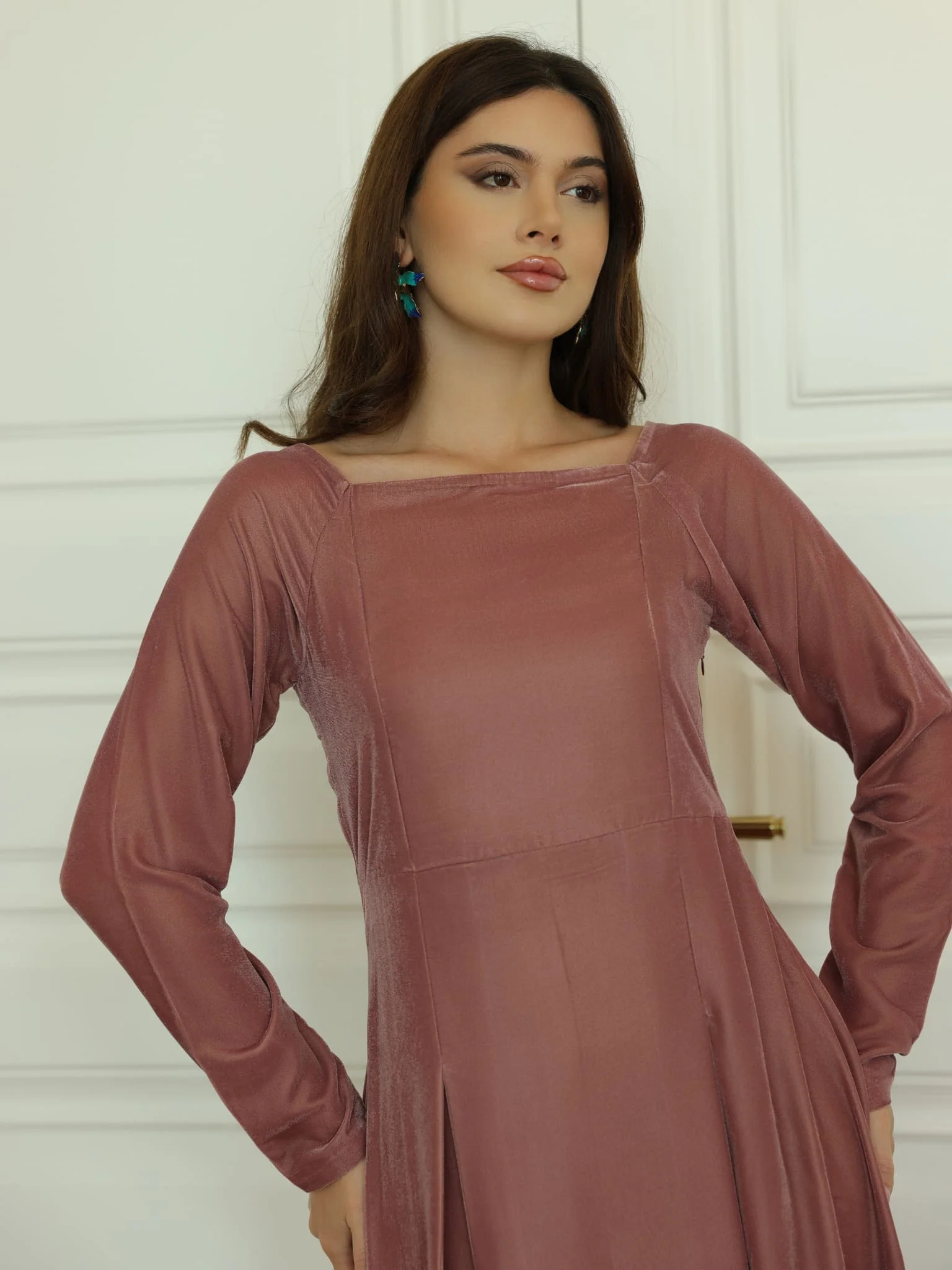 Lunessa Rose Velvet Long Dress - Image 5