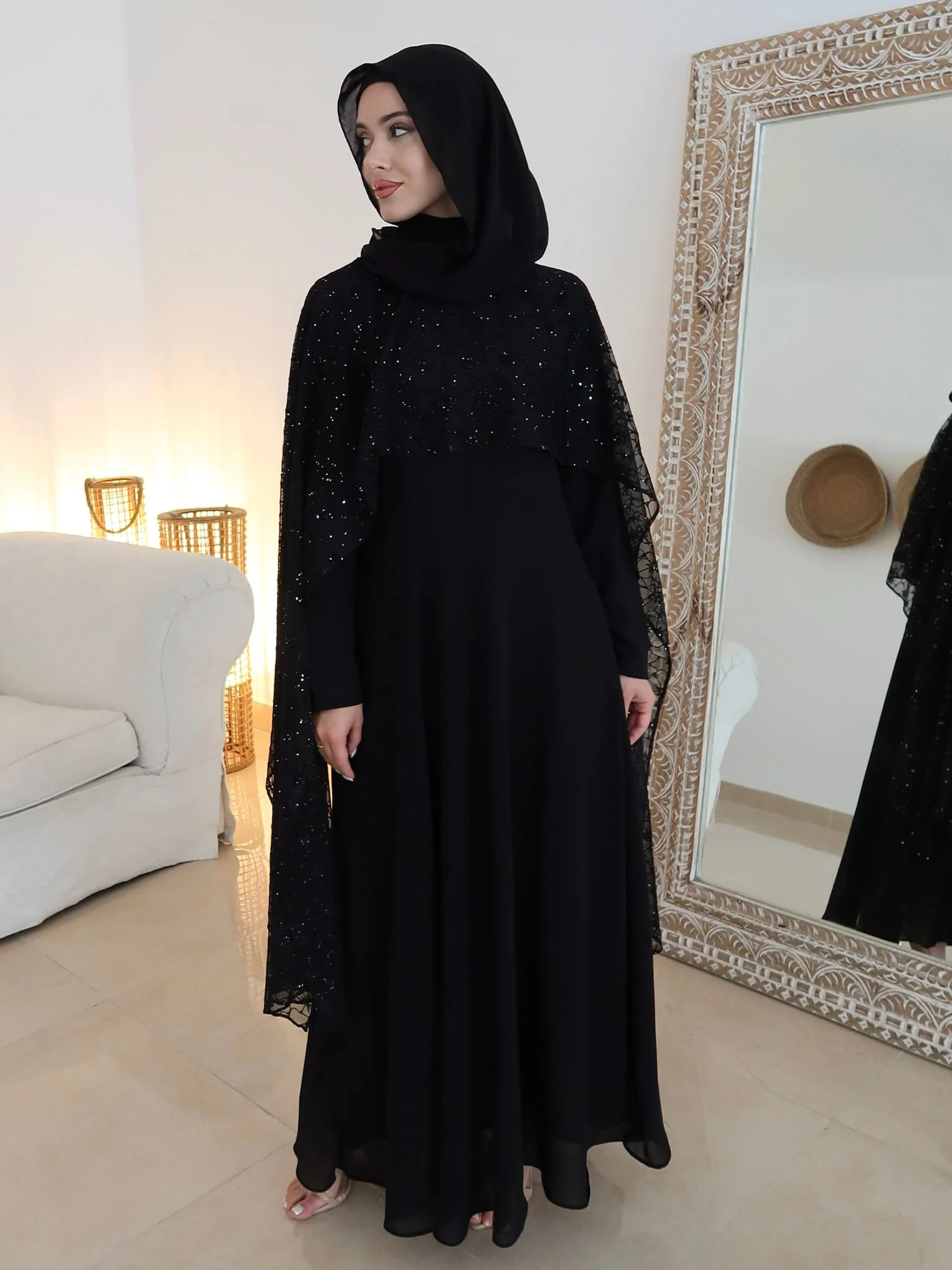 Mable Black 3D Emboss Rhinestone Cape - Image 10