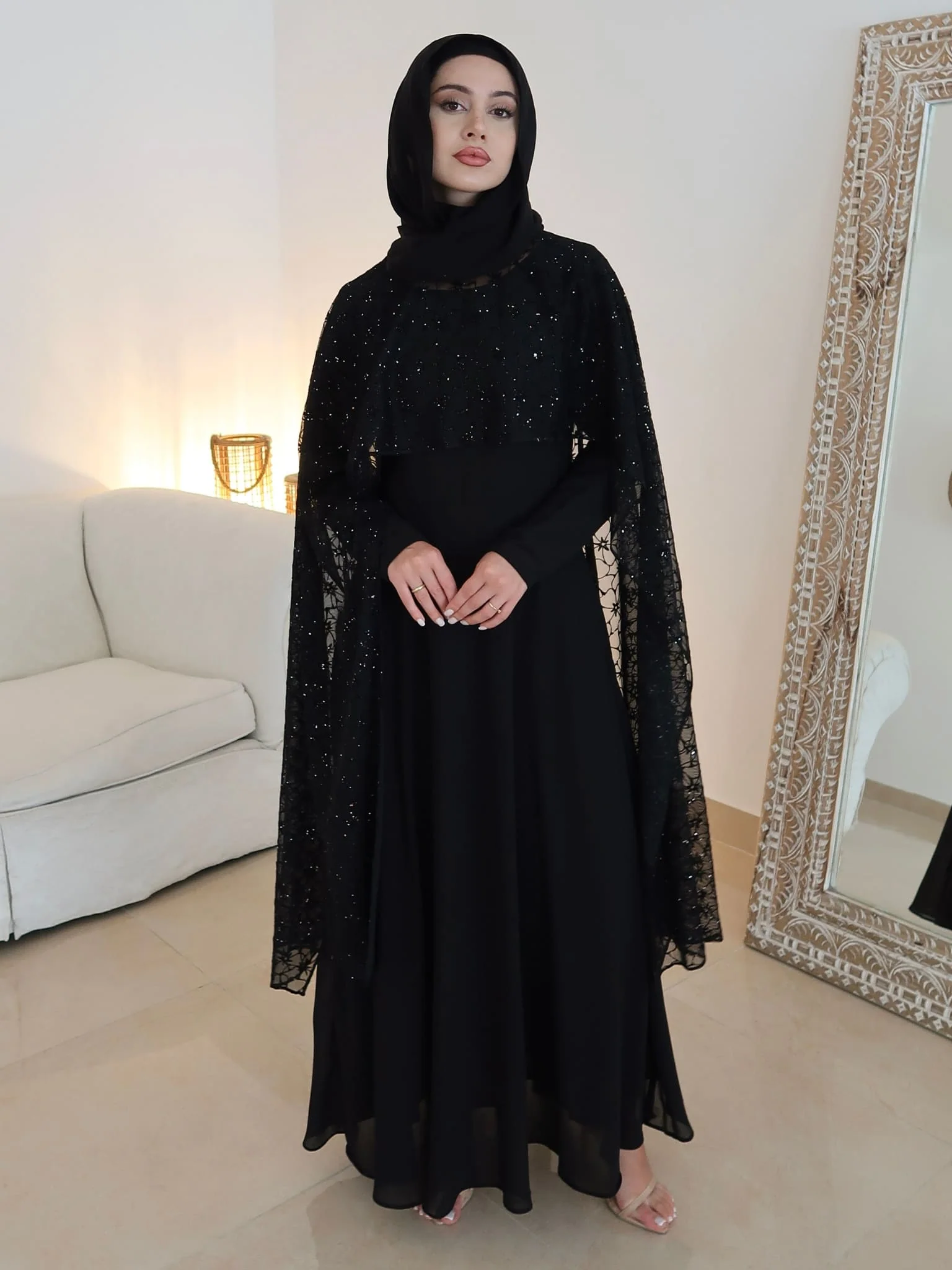 Mable Black 3D Emboss Rhinestone Cape - Image 11