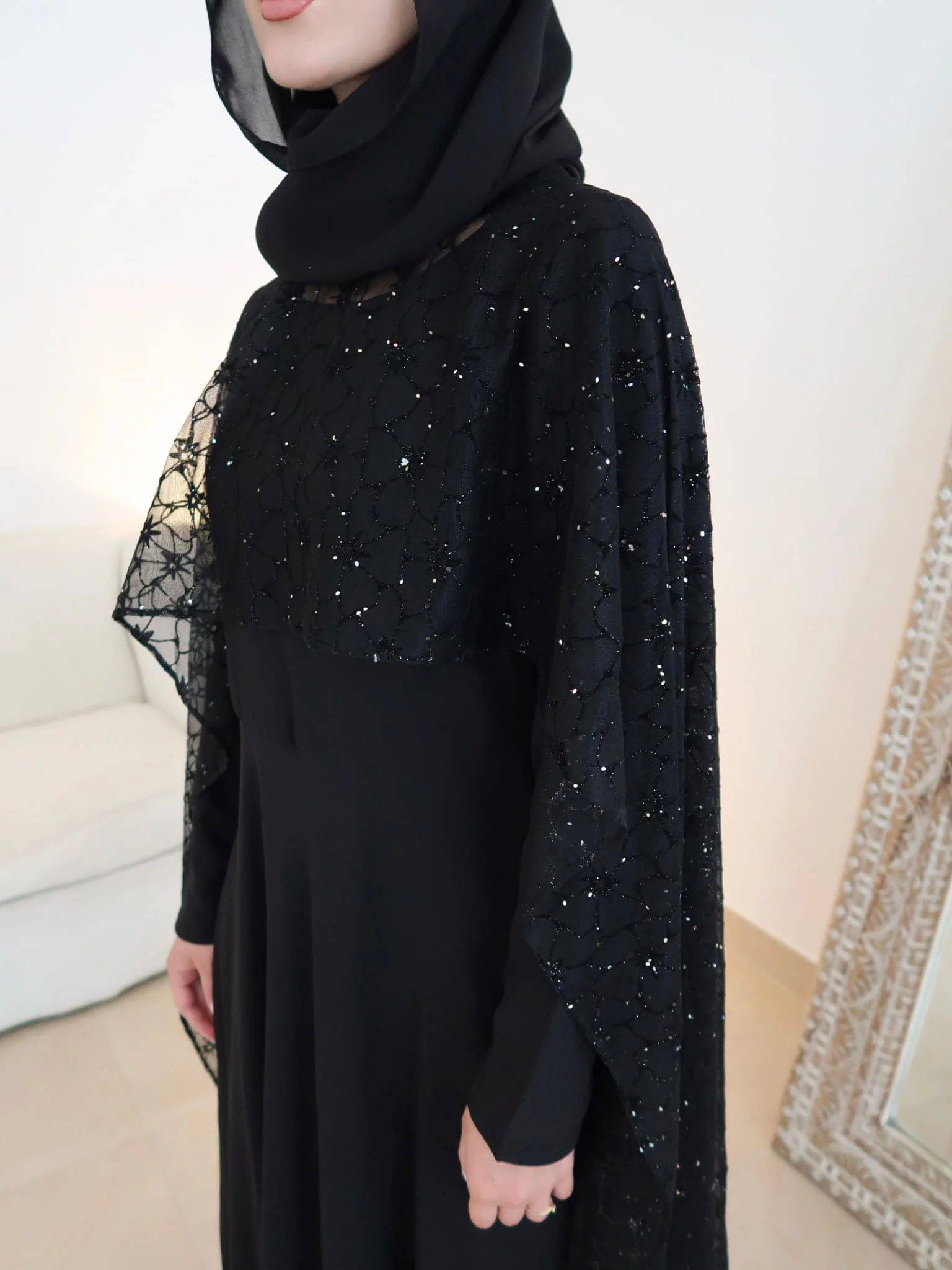 Mable Black 3D Emboss Rhinestone Cape - Image 18