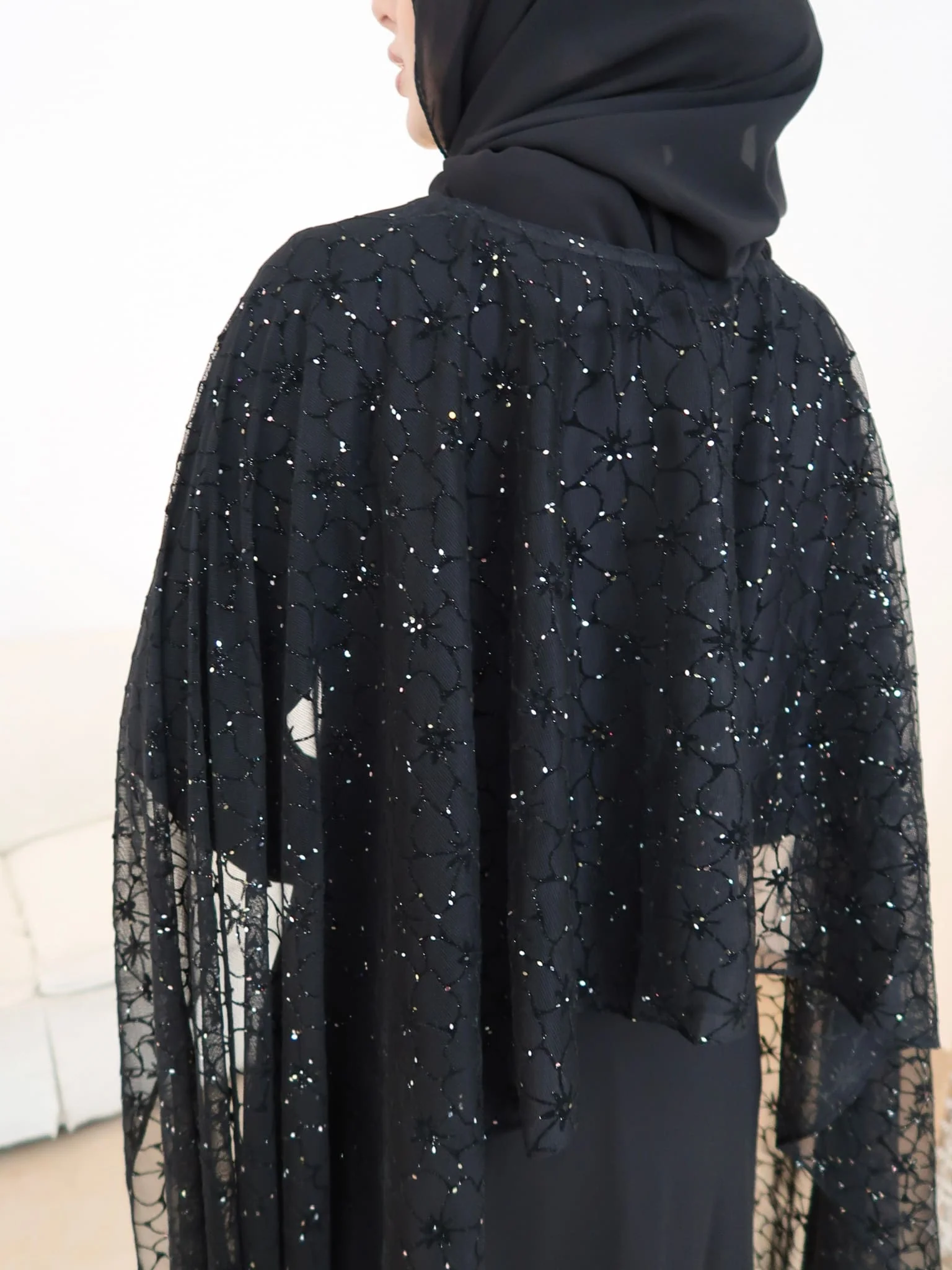 Mable Black 3D Emboss Rhinestone Cape - Image 3