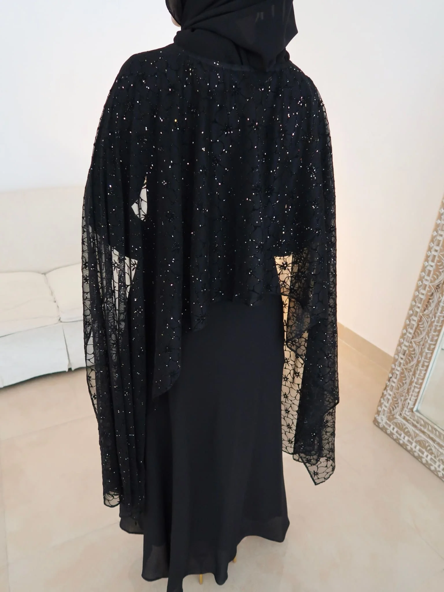 Mable Black 3D Emboss Rhinestone Cape - Image 7