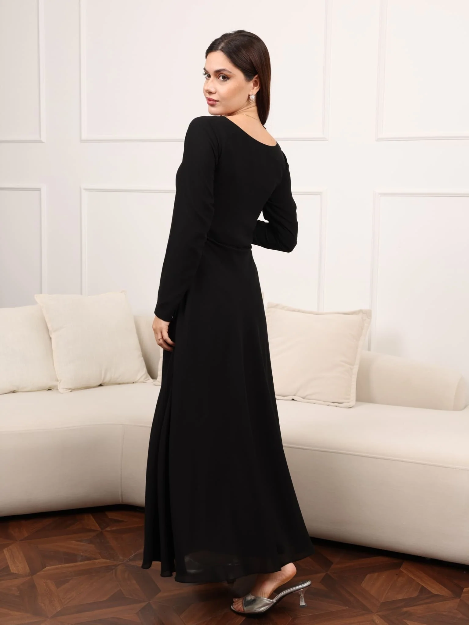 Mable Black Chiffon Dress - Image 4